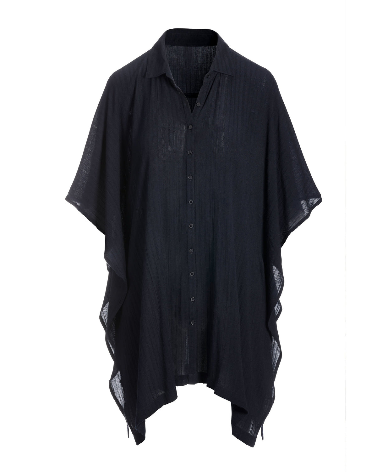 Tie Front Versatile Shirt and Cover-Up Black