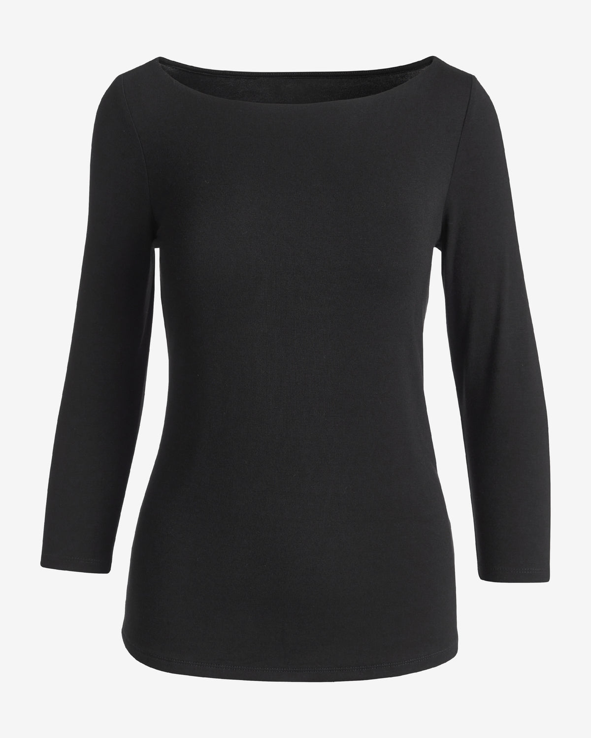 So Effortless Boat Neck 3/4 Sleeve Knit Top Proper Black