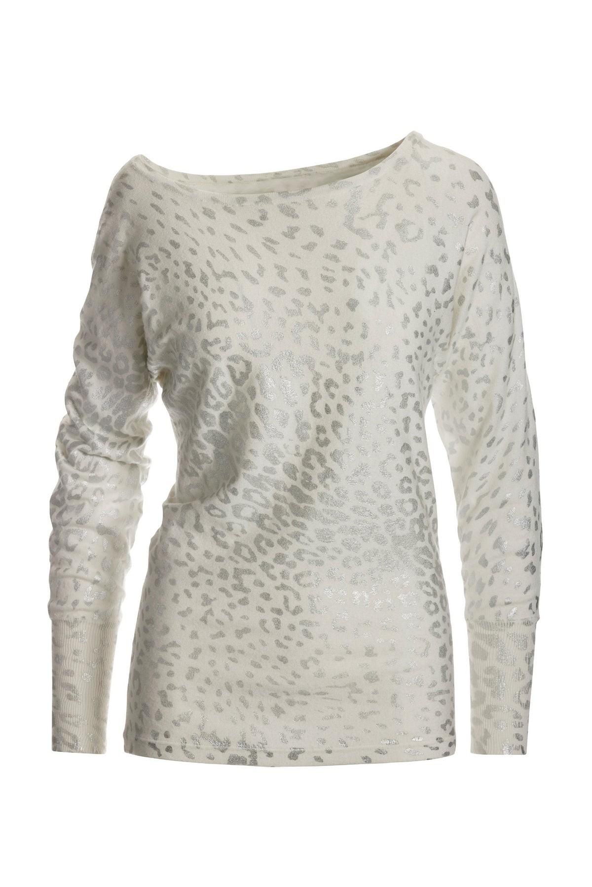 Foil Animal Slouchy Sweater Off White Silver