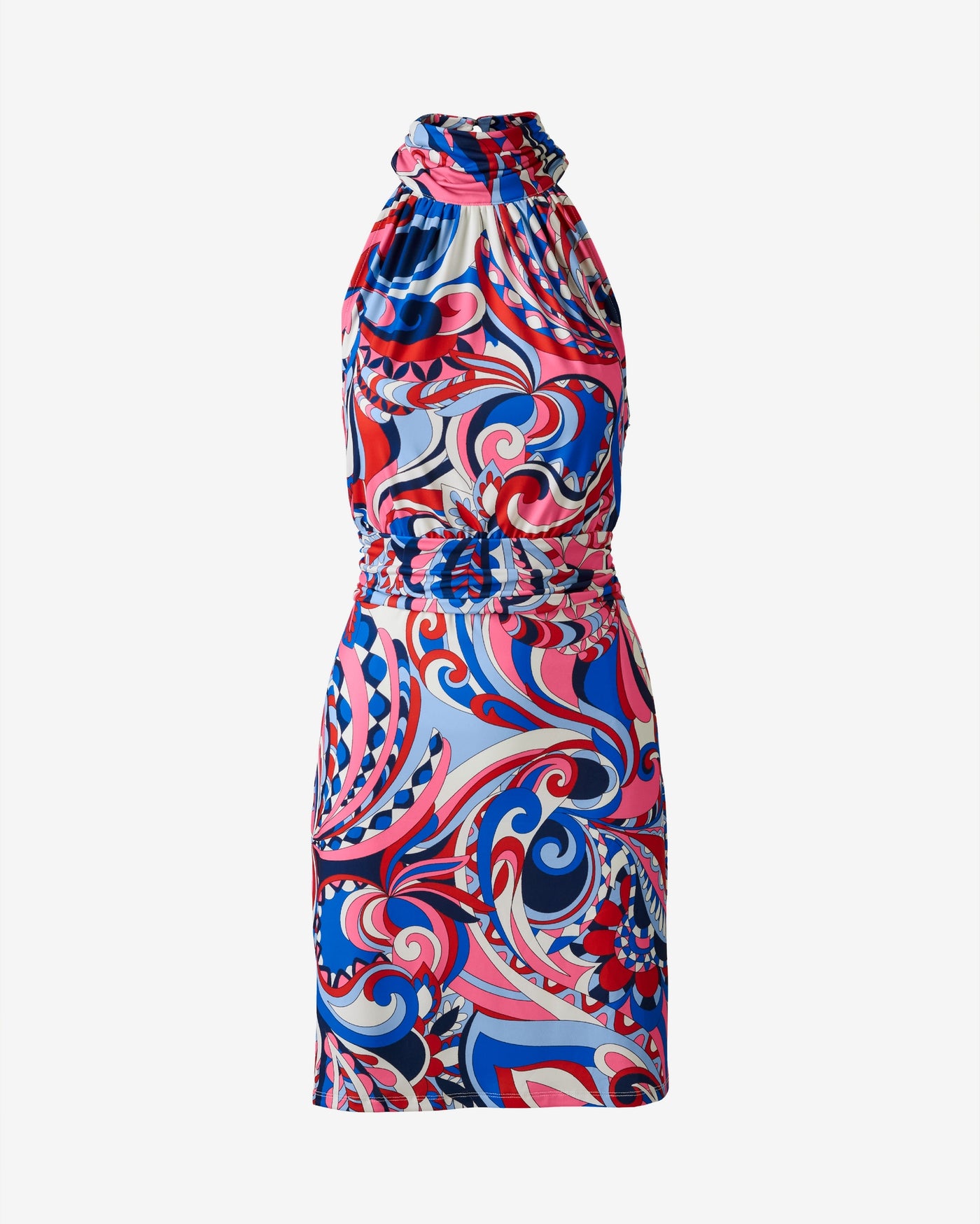 Printed Halter Mini Dress Americana Abstract