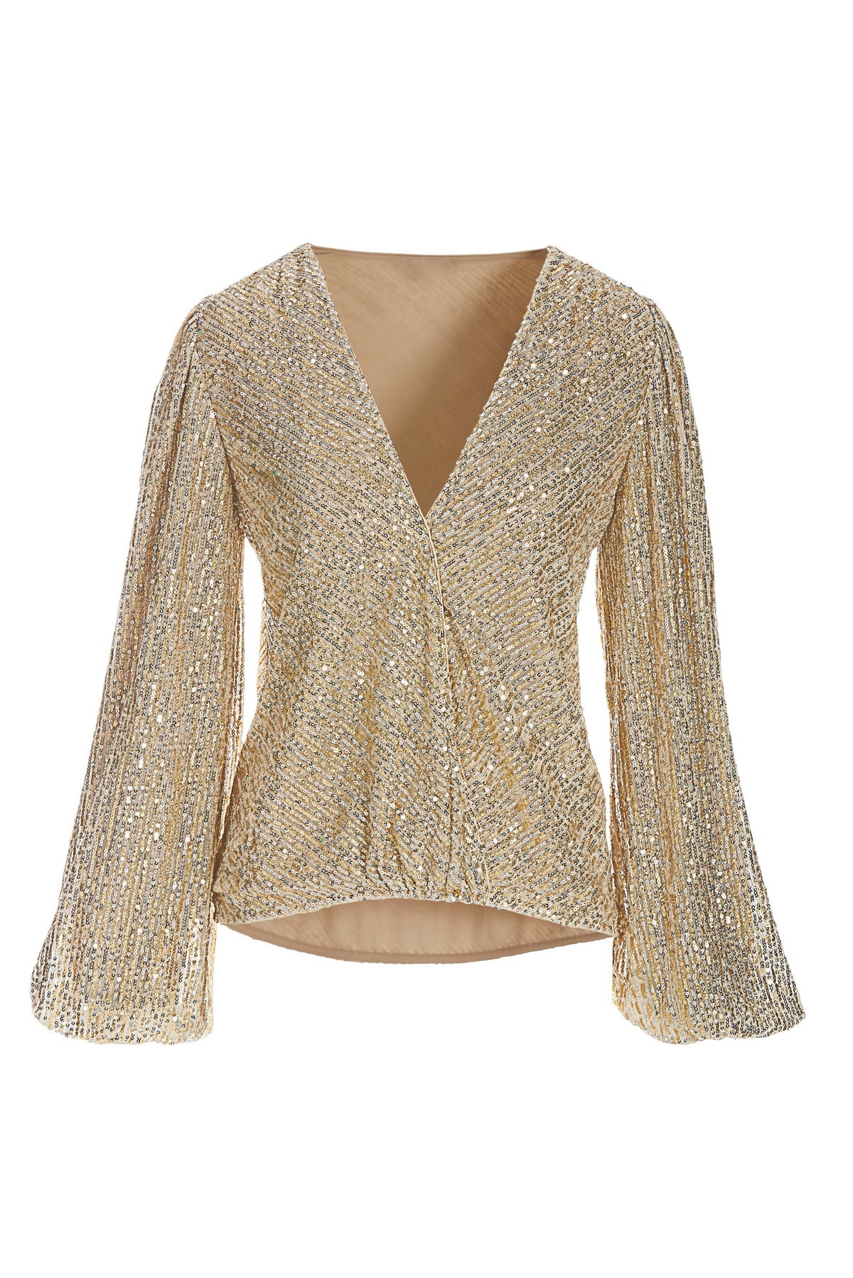 Sequin Surplice Blouse Silver/Gold