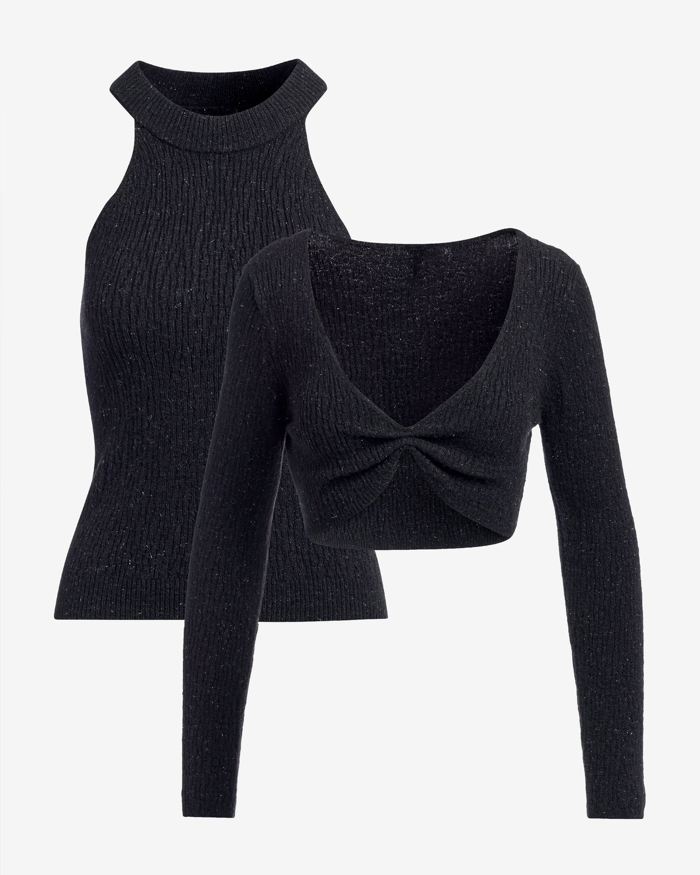 Cutout Ruched Sweater Set Black