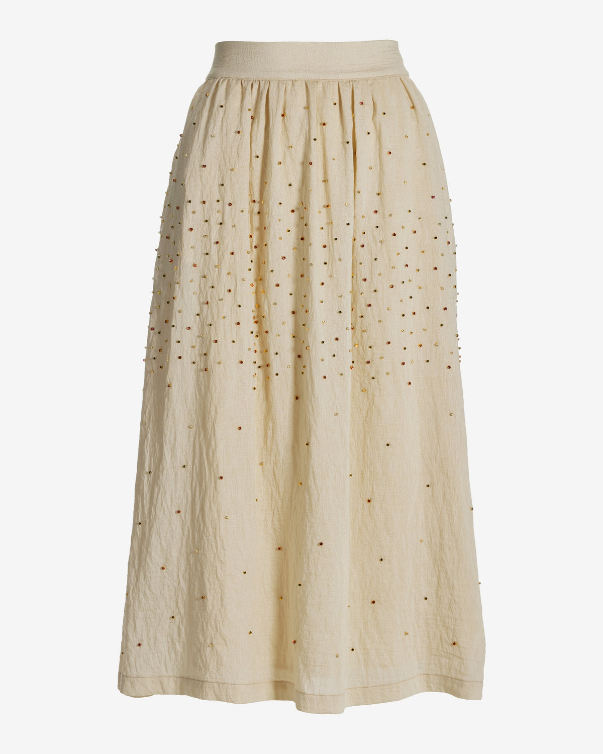 Crystal Embellished Midi Skirt Tan