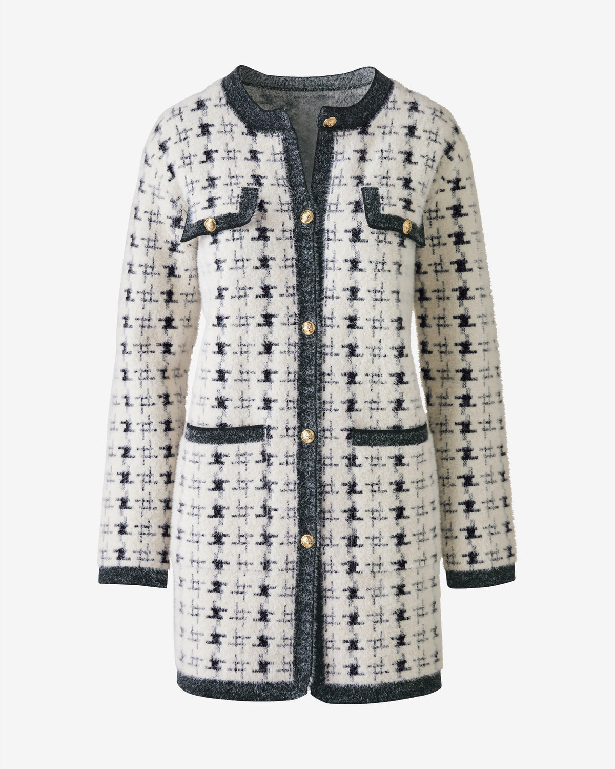 Plaid Plush Coatigan by NVLT Off White/Black