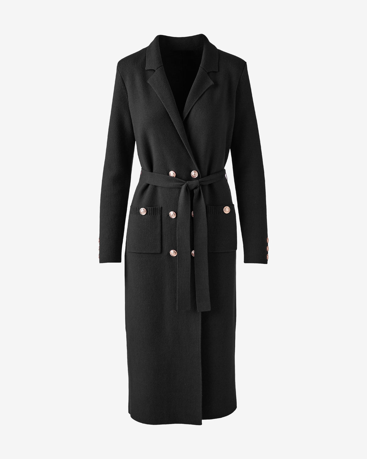 Crest Button Double Breasted Sweater Duster Proper Black