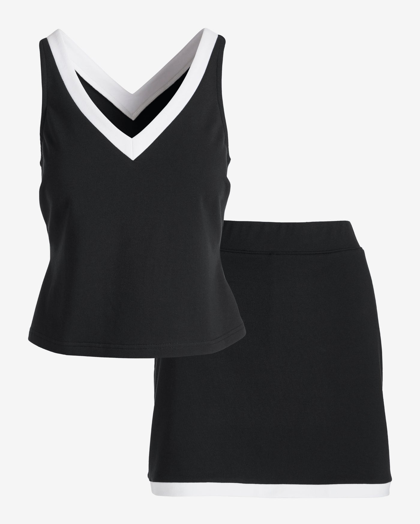 French Terry Color-Block Skort Set Black/White