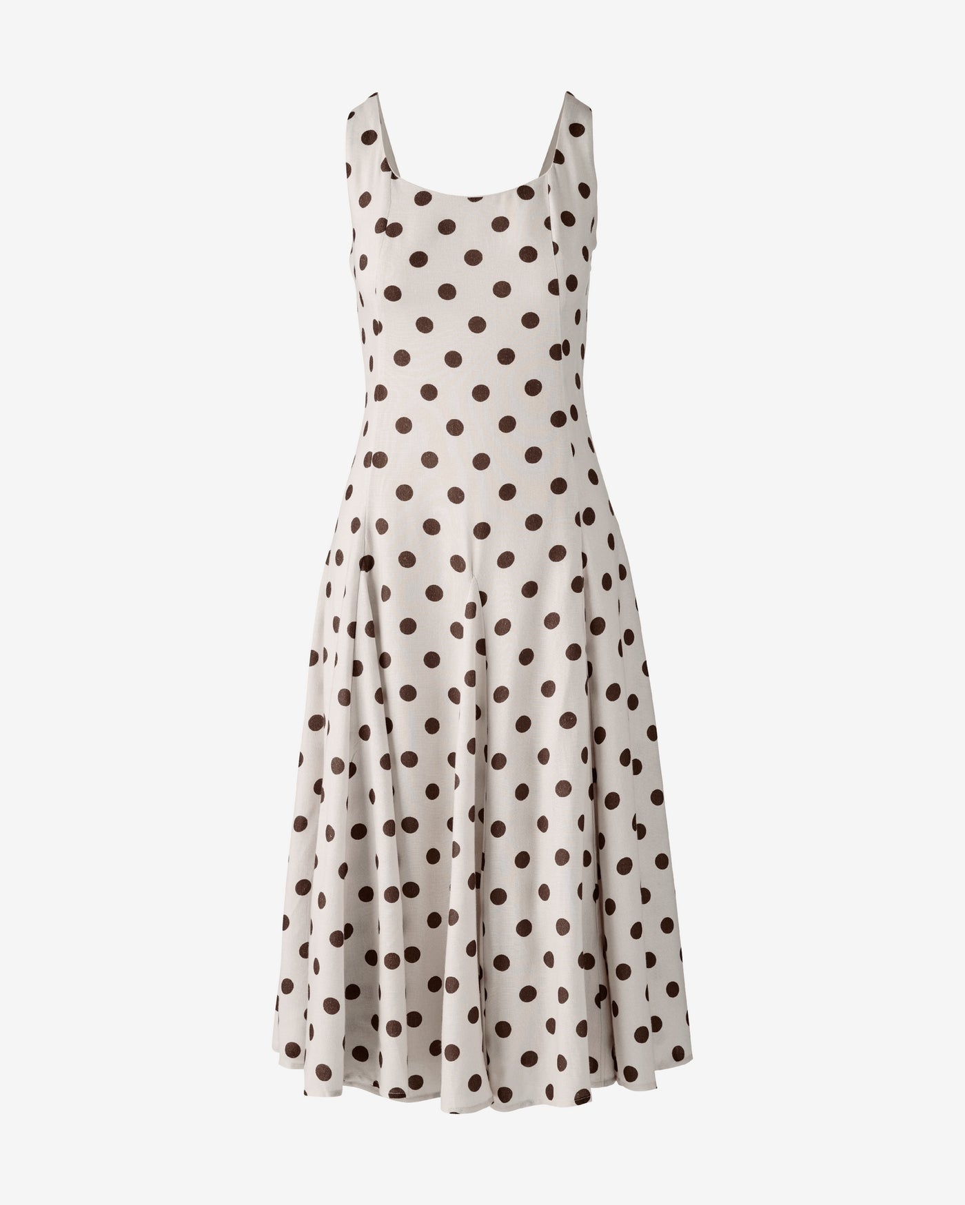 Printed Square Neck Midi Dress White Chocolate Dot