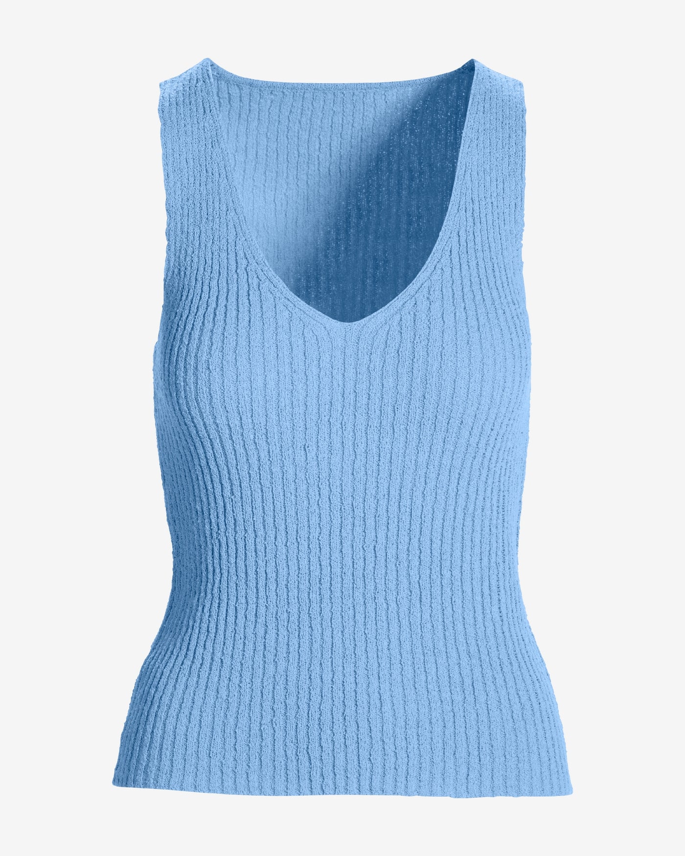 Textured V-Neck Sweater Tank Clear Blue Sky
