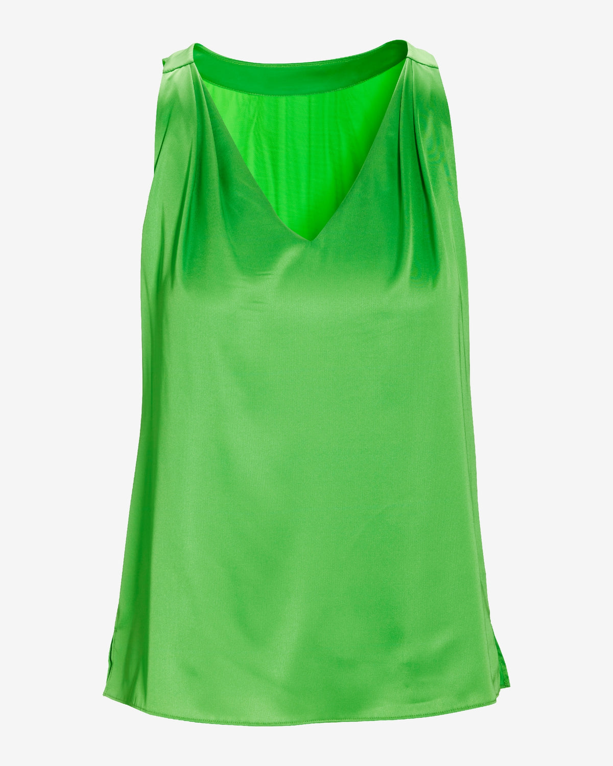 Nikki V-Neck Charmeuse Blouse Neon Green