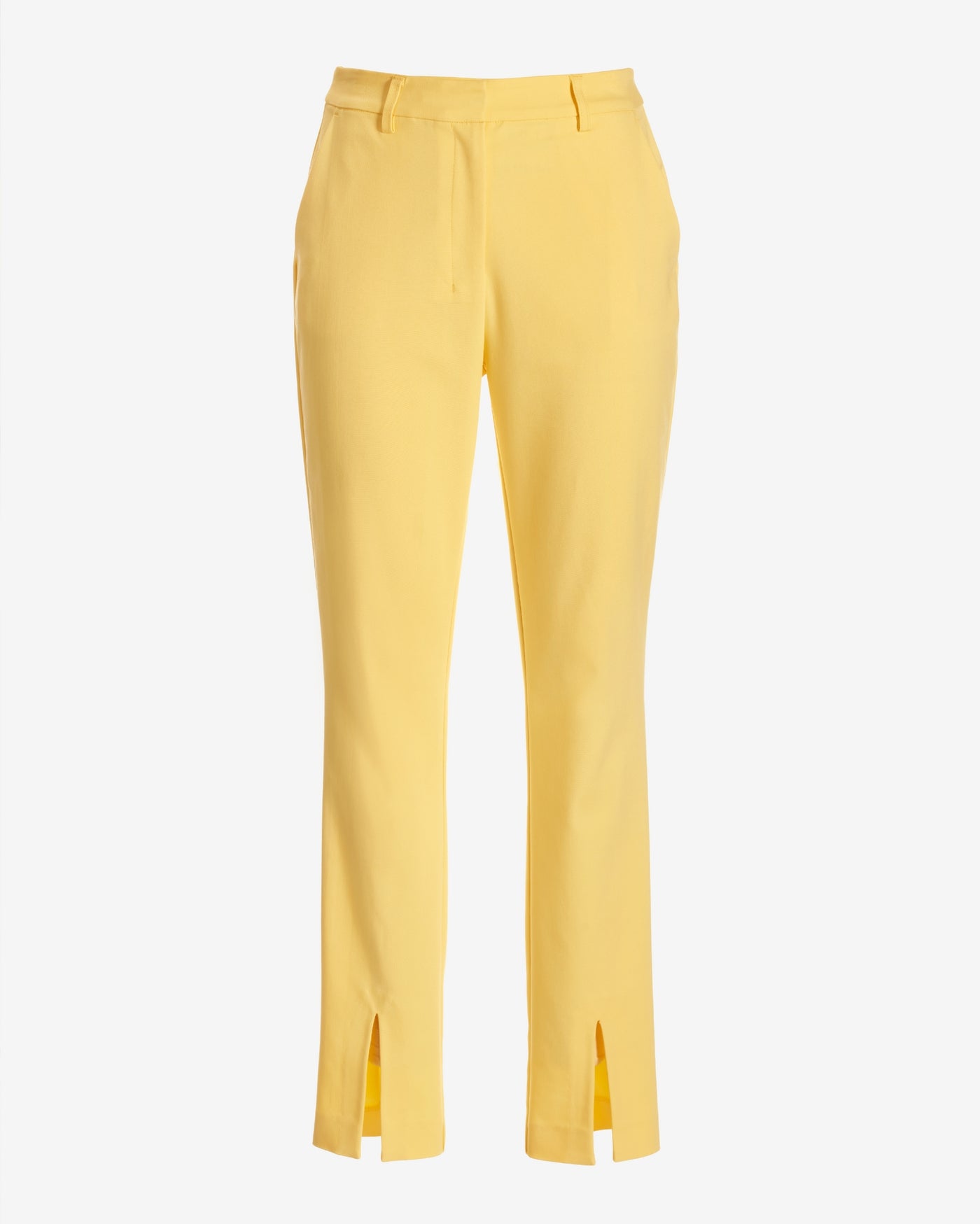 Newport Modern Slim Straight Leg Slit Front Trouser Pant Lemon Drop