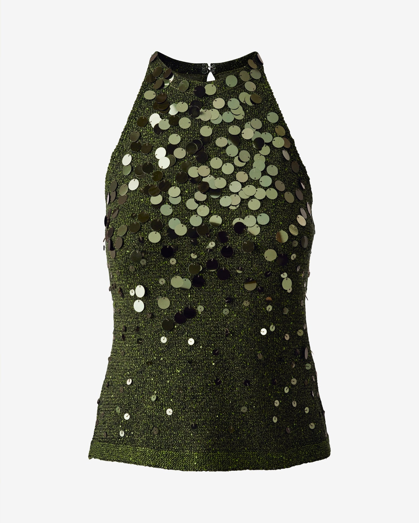 Sequin High Neck Tank Bronze Green