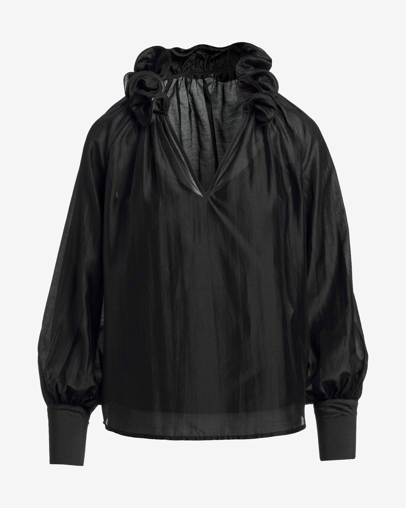 Ruffle Collar Blouse Black