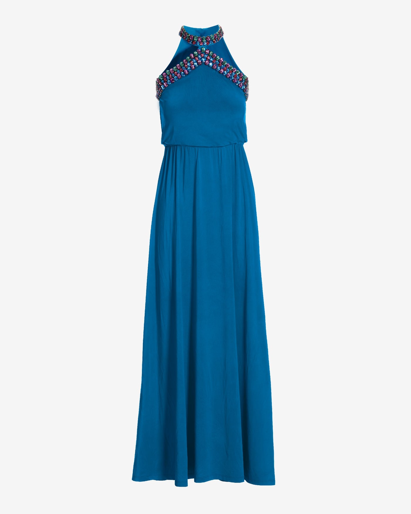 Gem Necklace Knit Maxi Dress Blue Aster