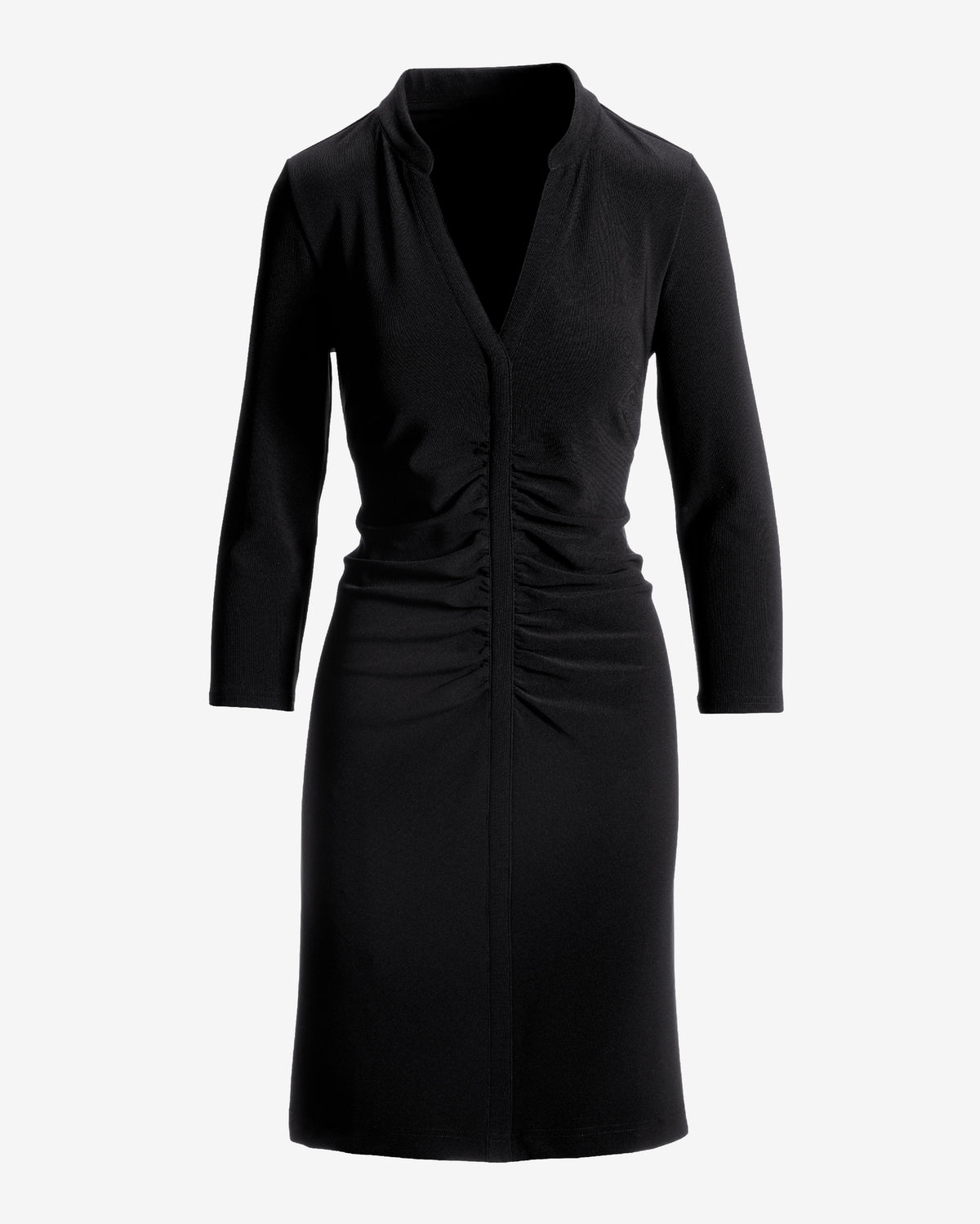 Beyond Travel Long Sleeve Ruched Short Dress Jet Black