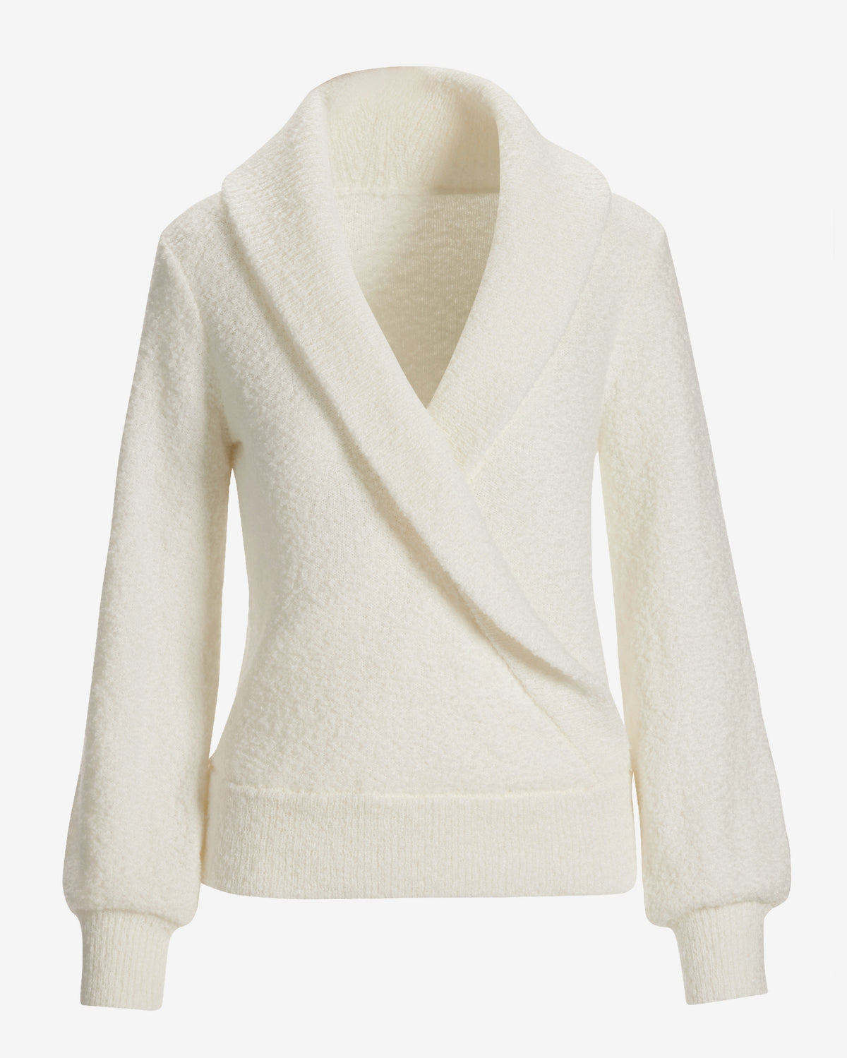 Shawl Collar Cozy Sweater Off White
