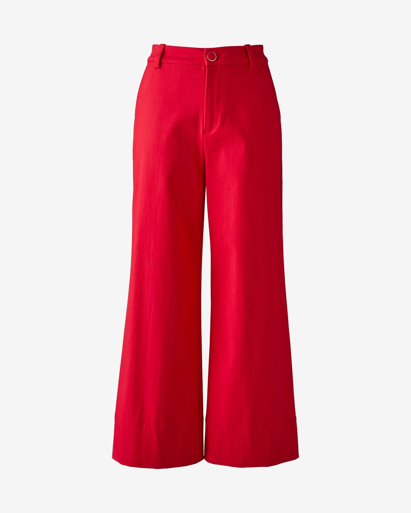 Ankle Length Wide Leg Twill Pant Tomato Red