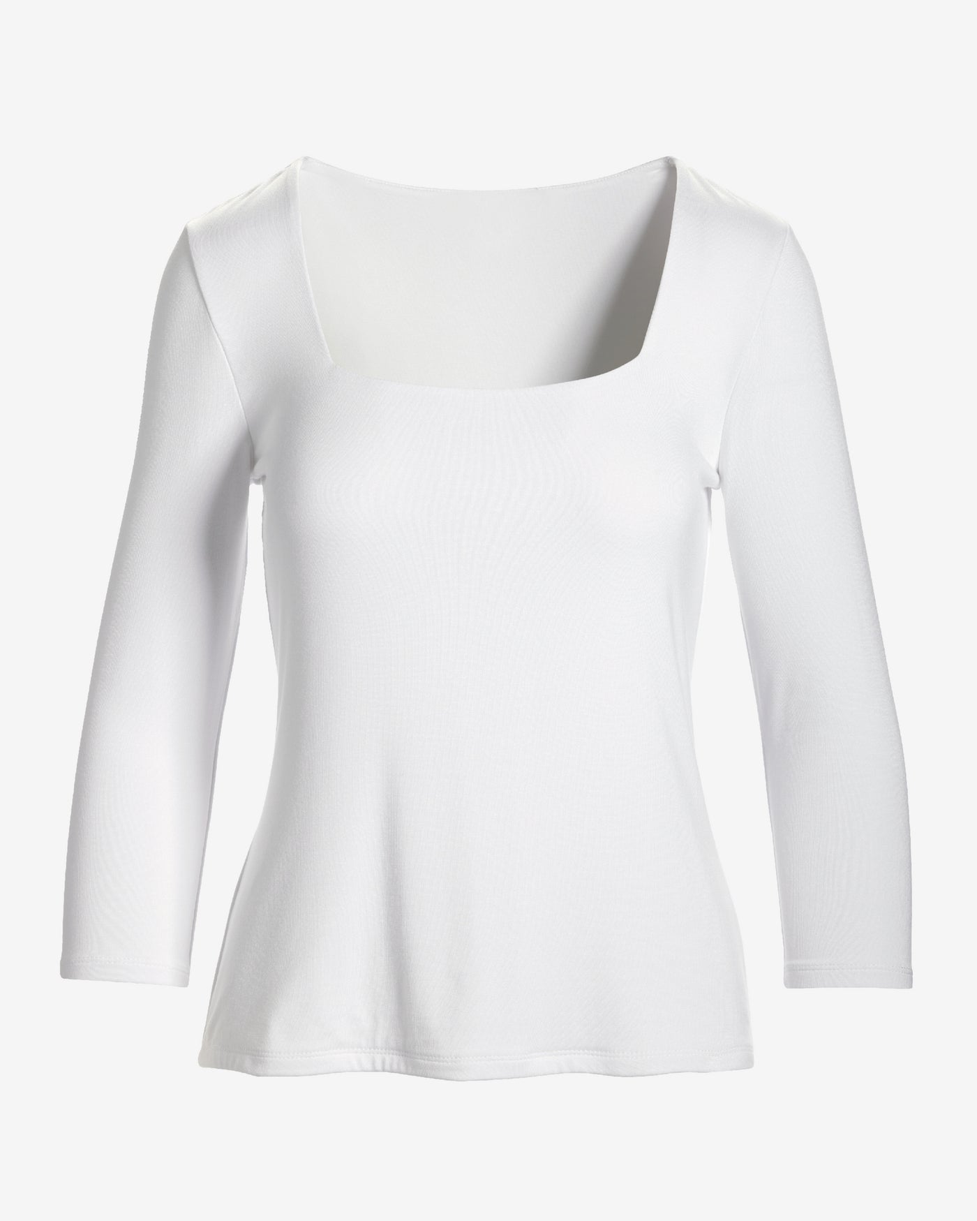 So Effortless Square Neck Three Quarter Sleeve Top Pure White