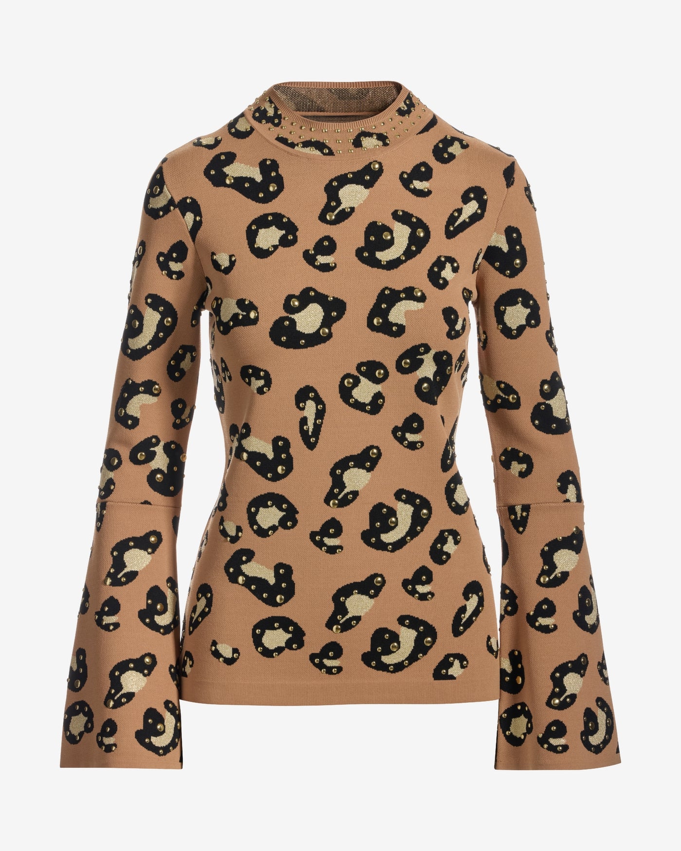 Animal Print Studded Sweater Cheetah Studs