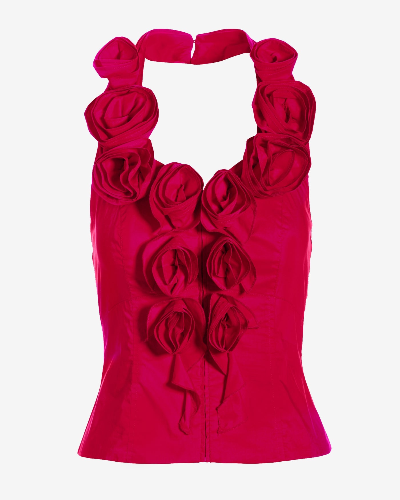 Rosette Poplin Halter Top True Red