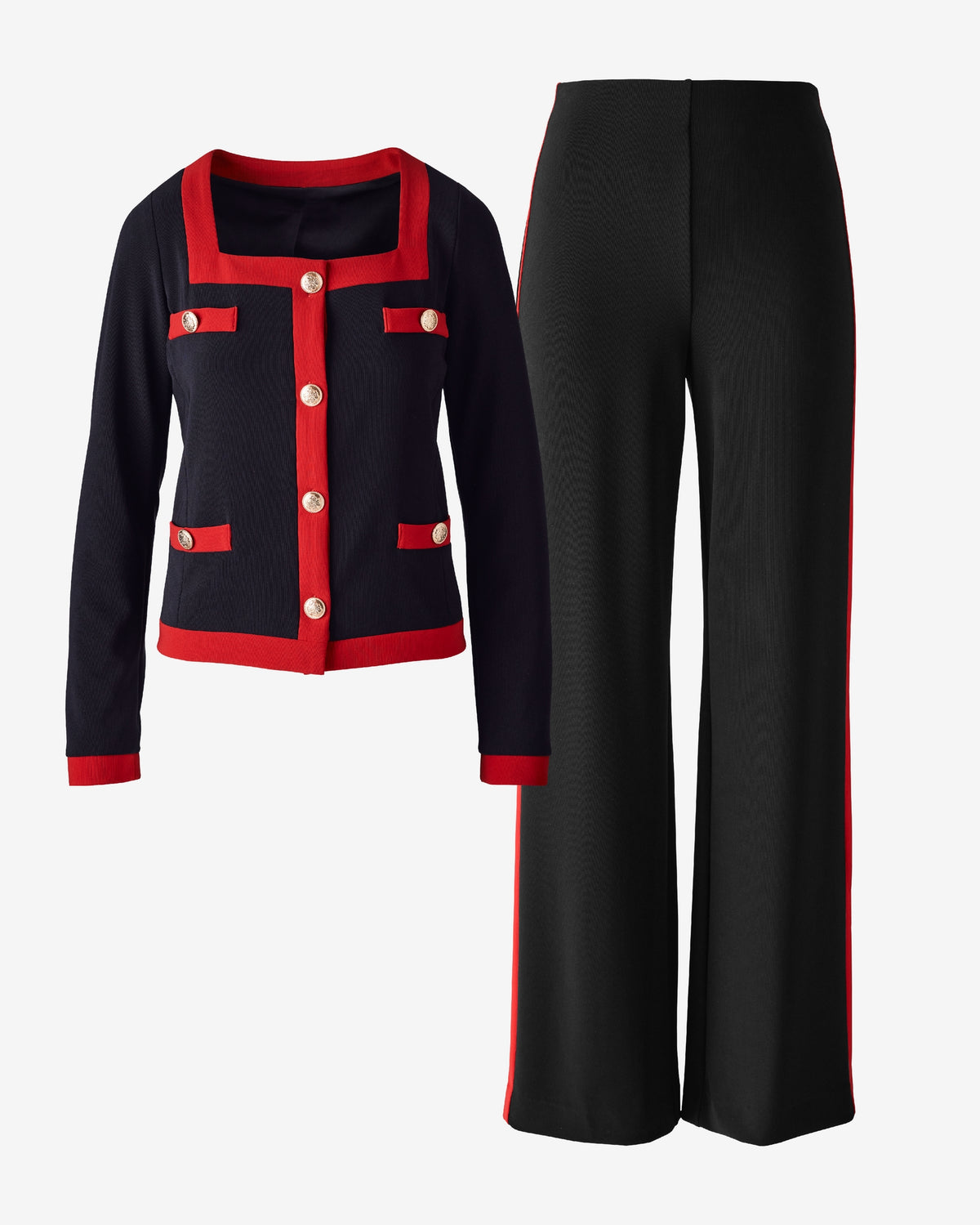 Beyond Travel Colorblock Tailored Set Jet Black