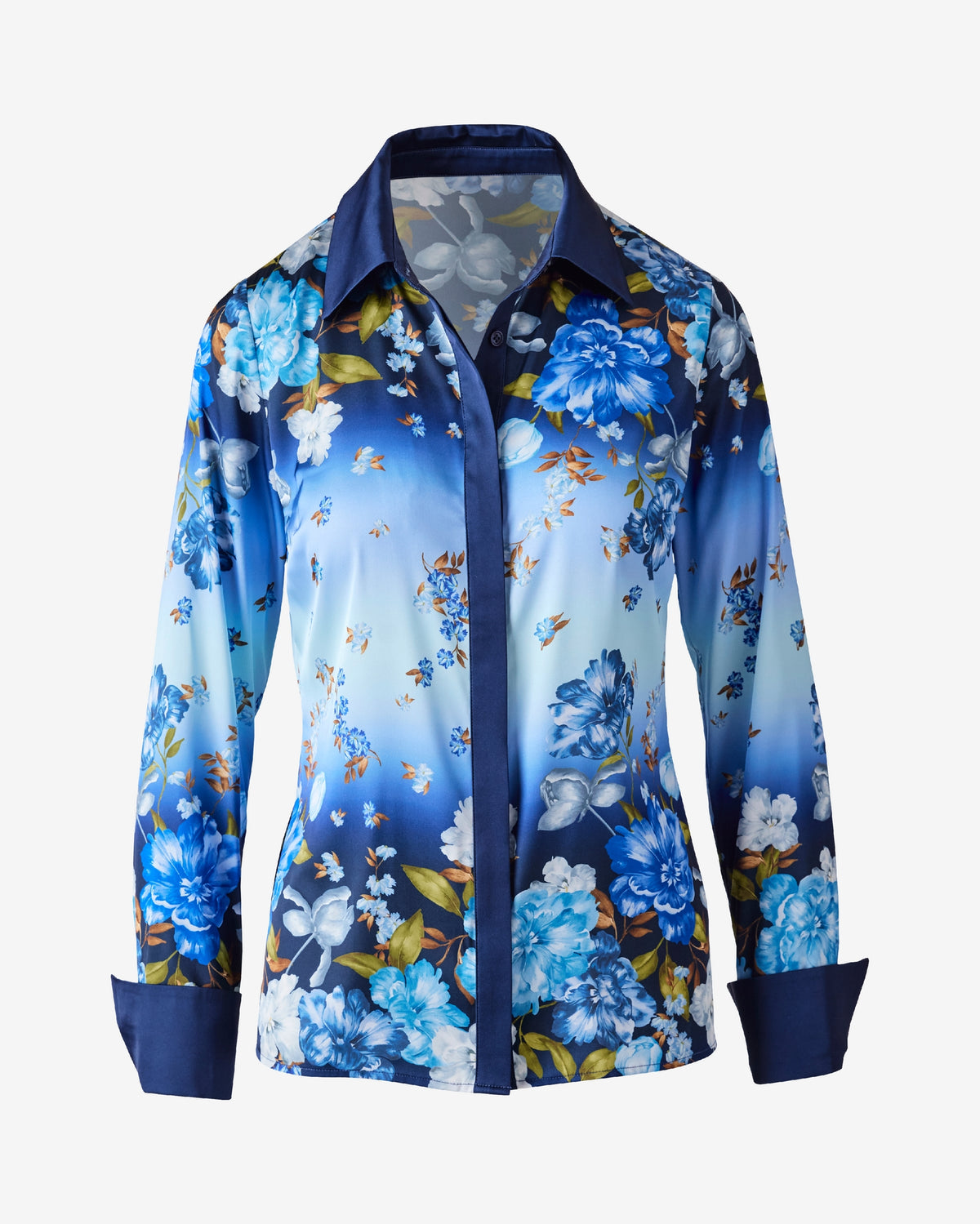 Print Sophia Charmeuse Blouse Frozen Fleurs