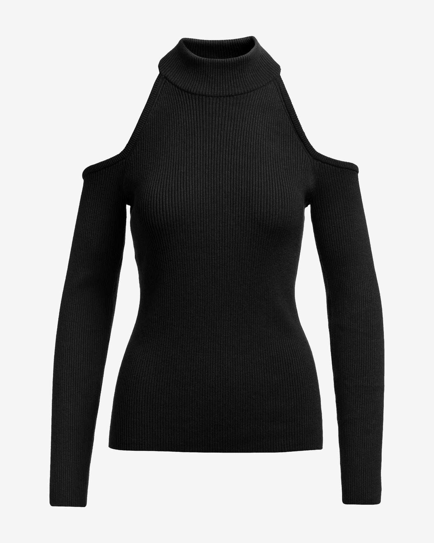 Ribbed Cold Shoulder Sweater Proper Black
