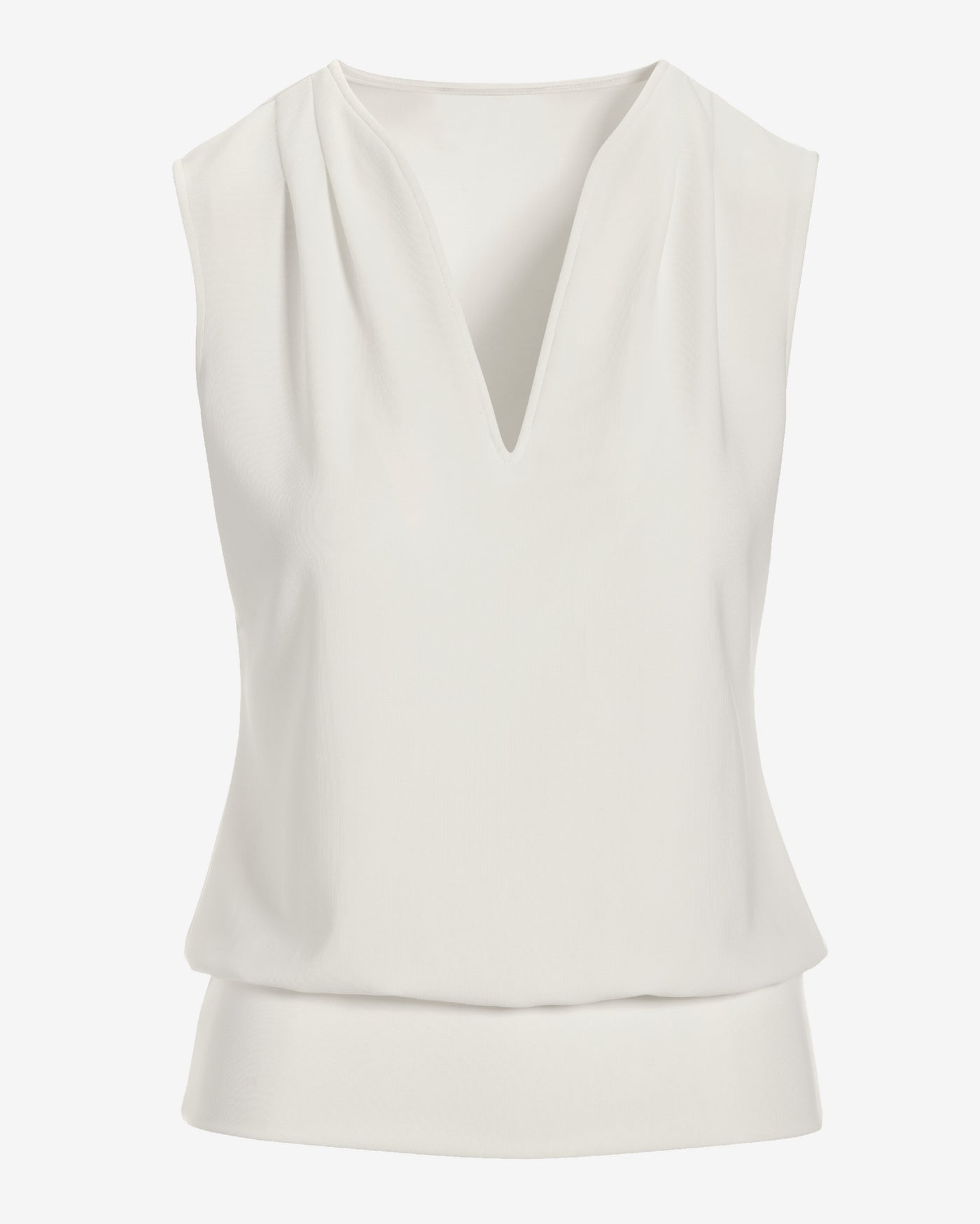 Beyond Travel Sleeveless Stand Collar Blouson Top Ivory Coast