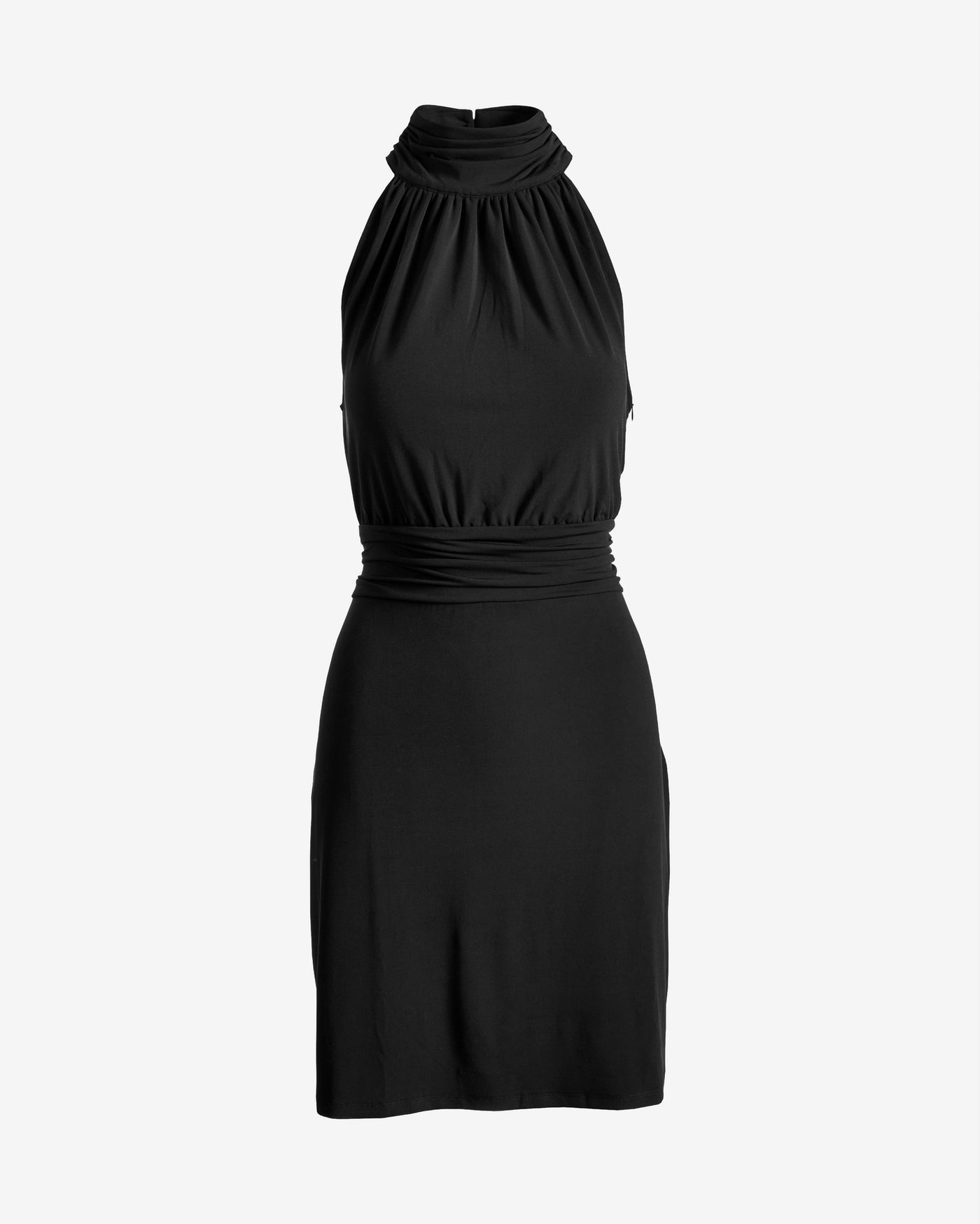 High Neck Blouson Dress Black