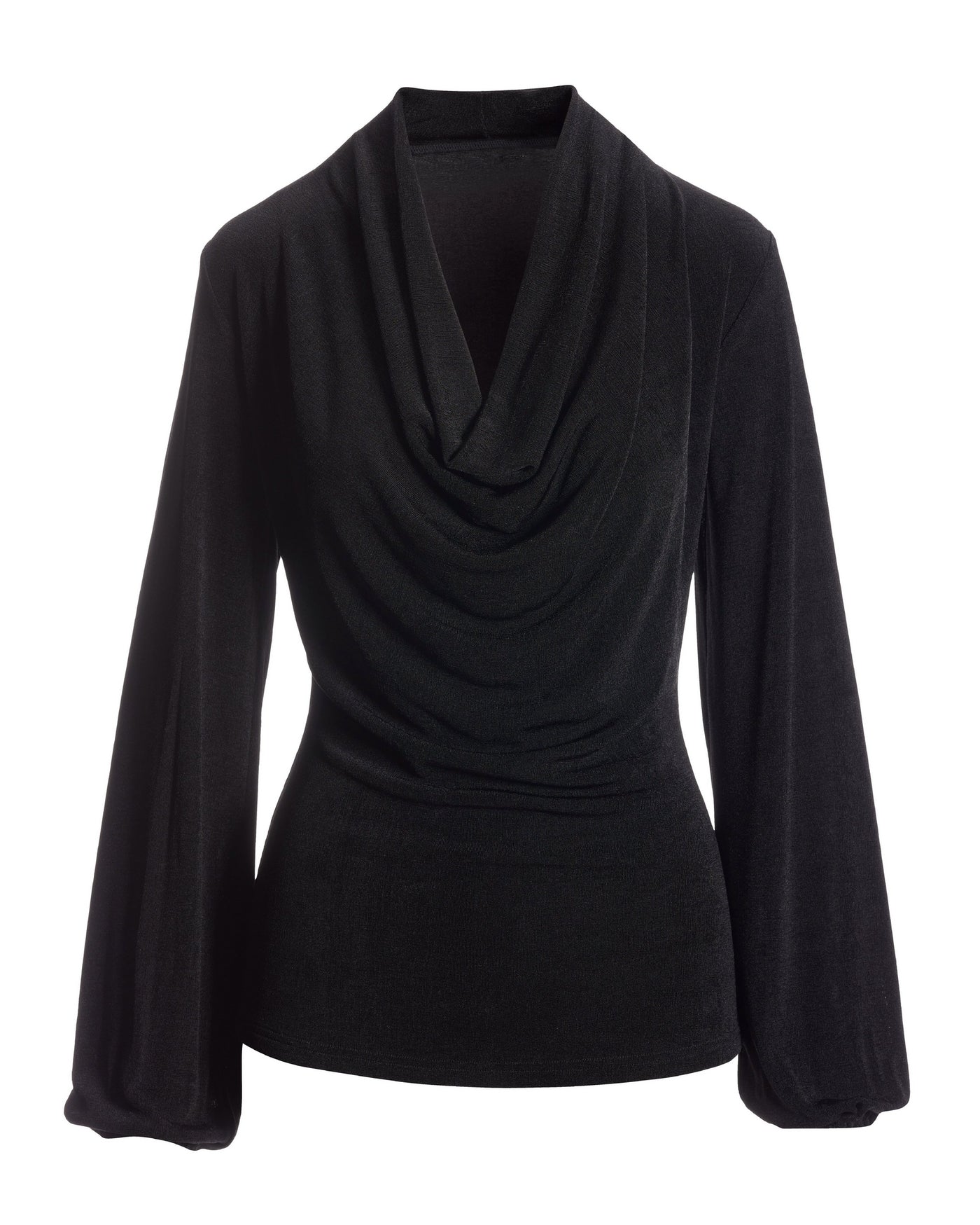 Cowl Neck Long Sleeve Knit Top Black