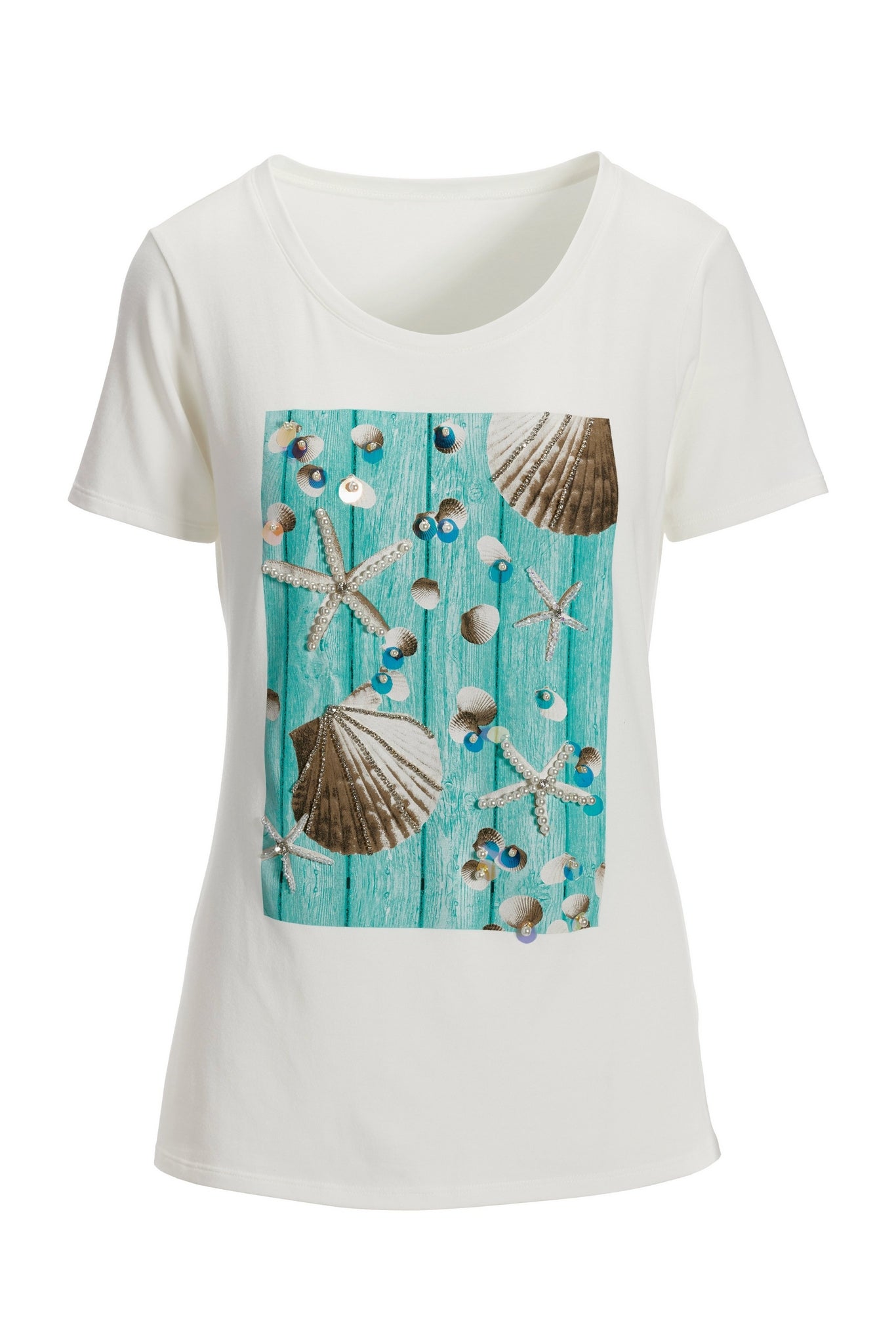 Sea life Embellished Graphic T-Shirt White Multi
