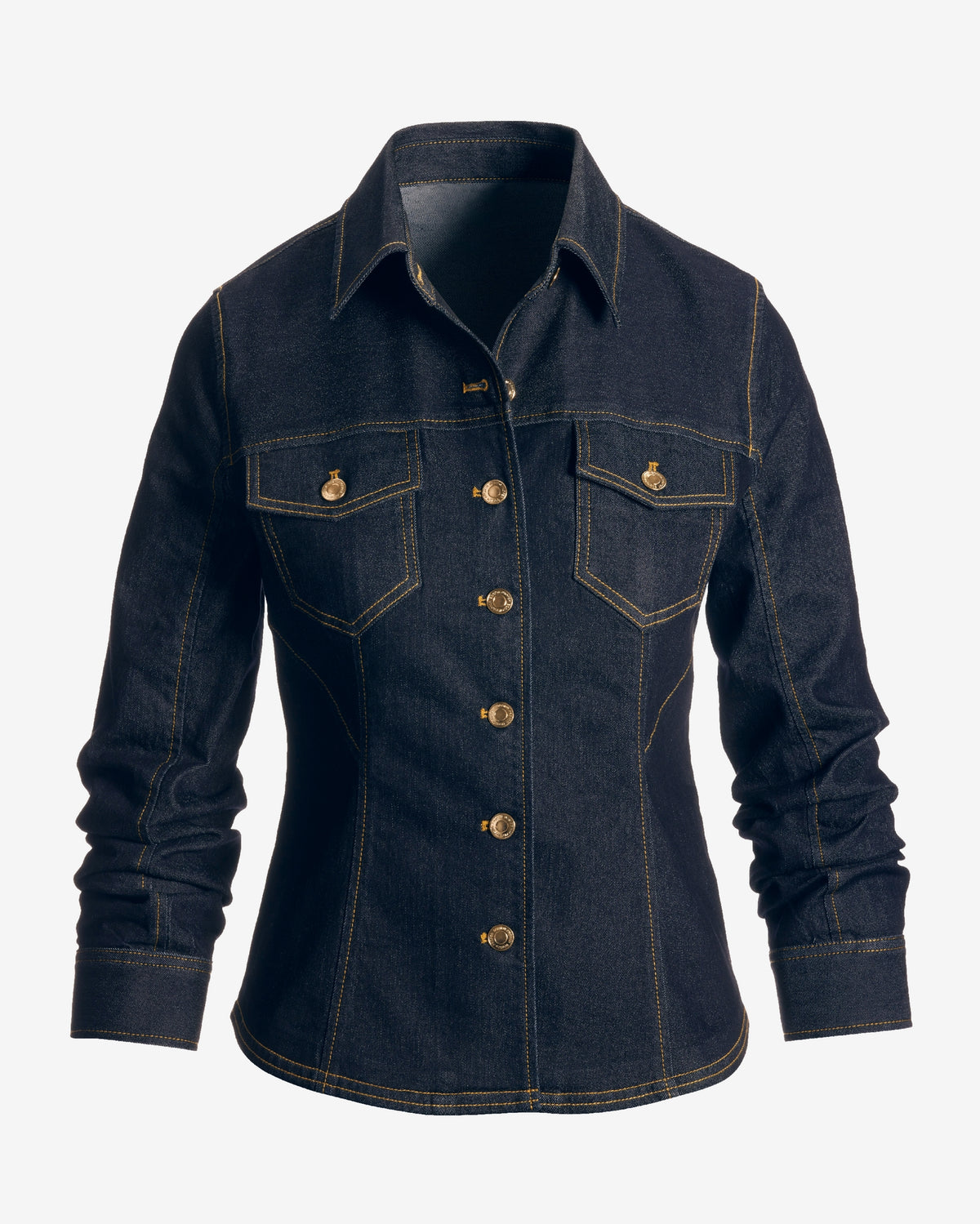 Ruched Sleeve Shaped Denim Jacket Rinse