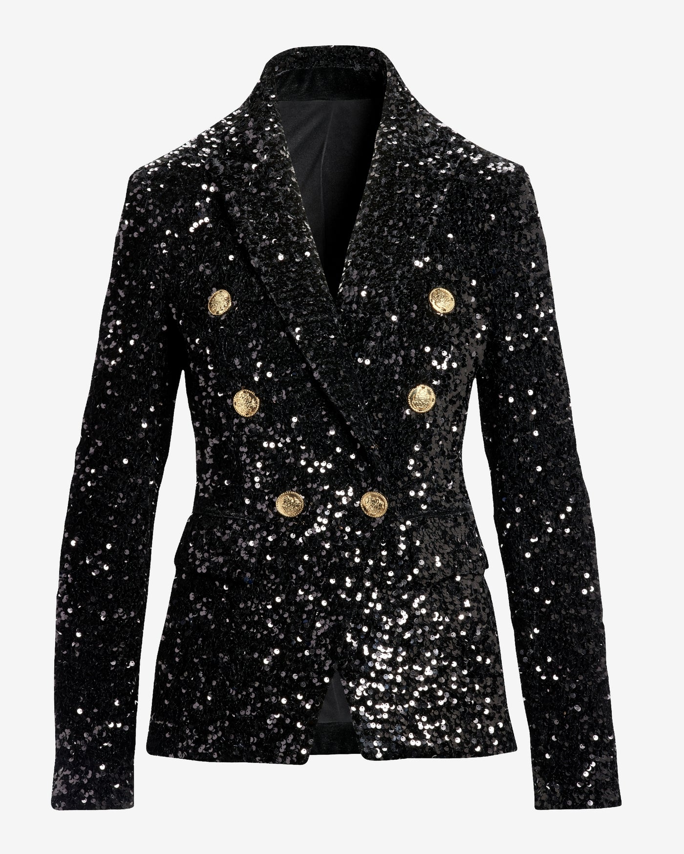 Sequin Double Breasted Blazer Black