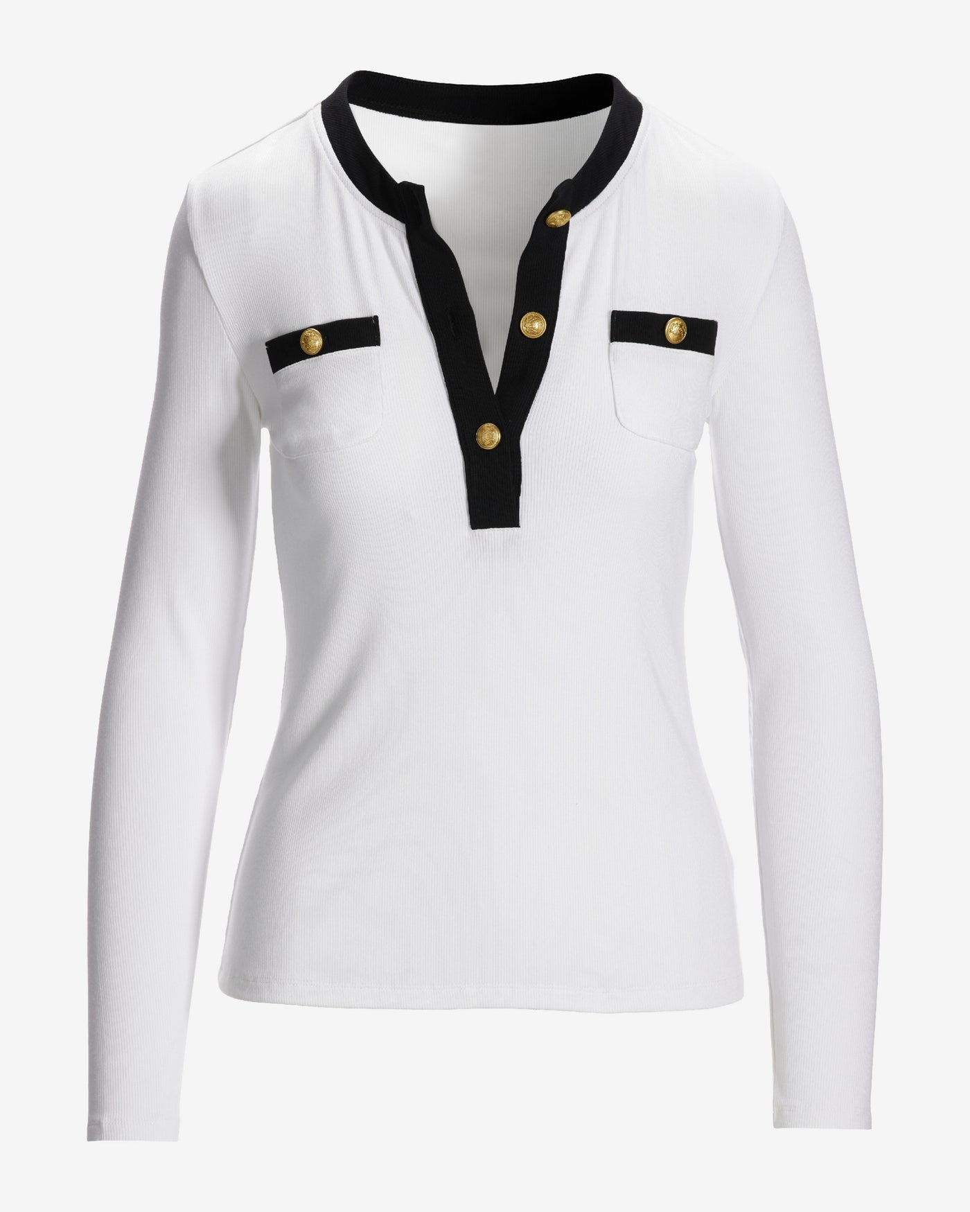So Essential Ribbed Colorblock Top White/Black