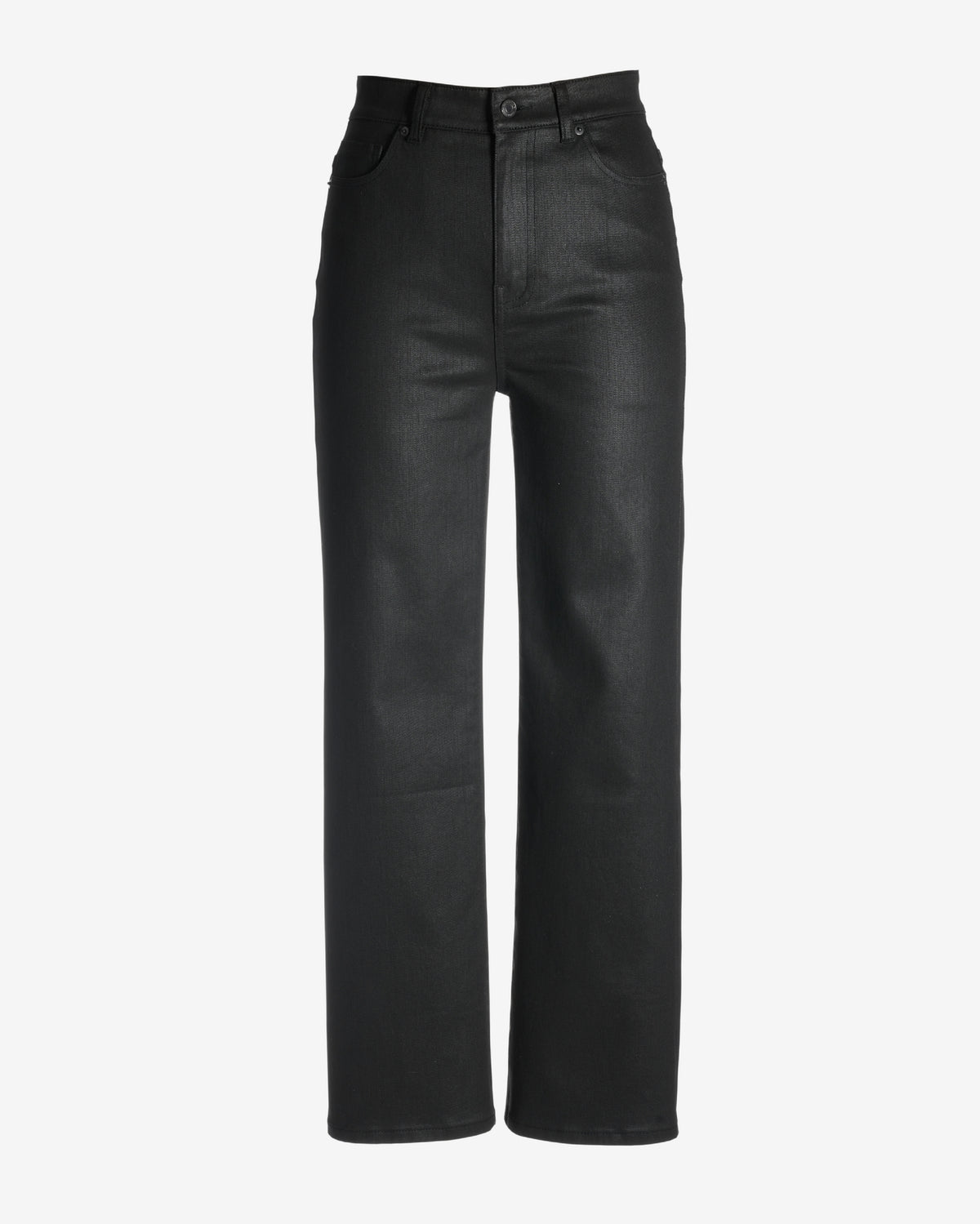 Malibu Coated Cropped Wide Leg Jean Black