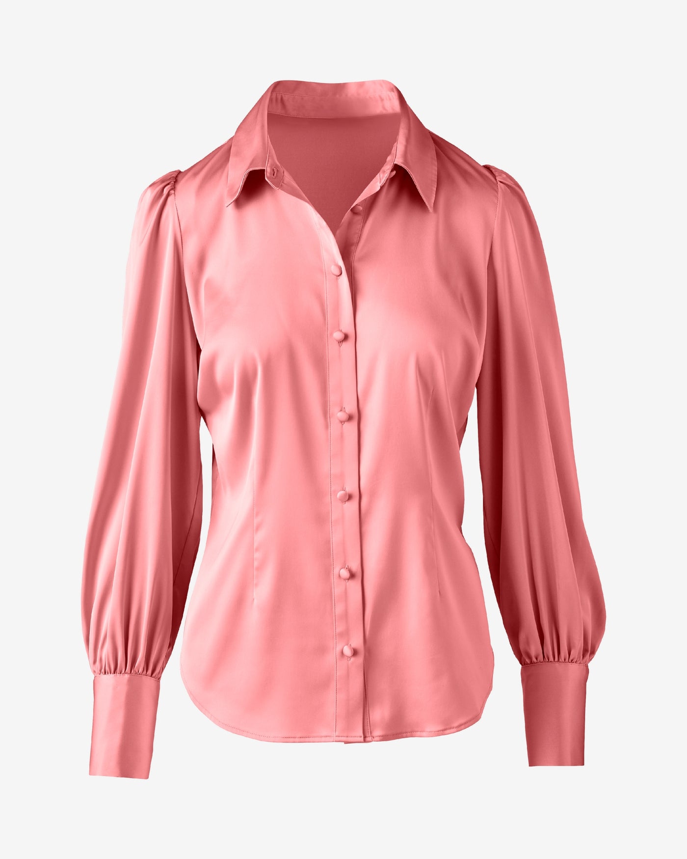 Victoria Charmeuse Chic Drama Sleeve Shirt Cameo Pink