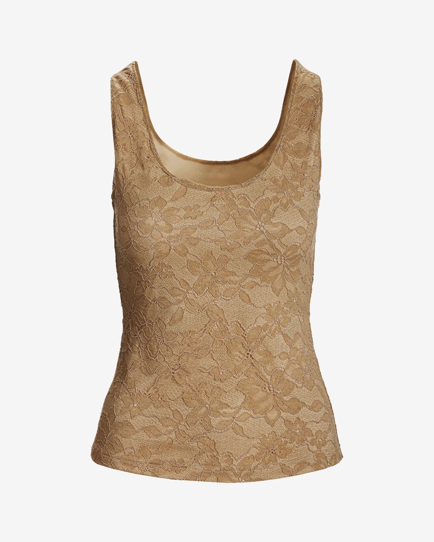 Lace Scoop Neck Tank Top Tan