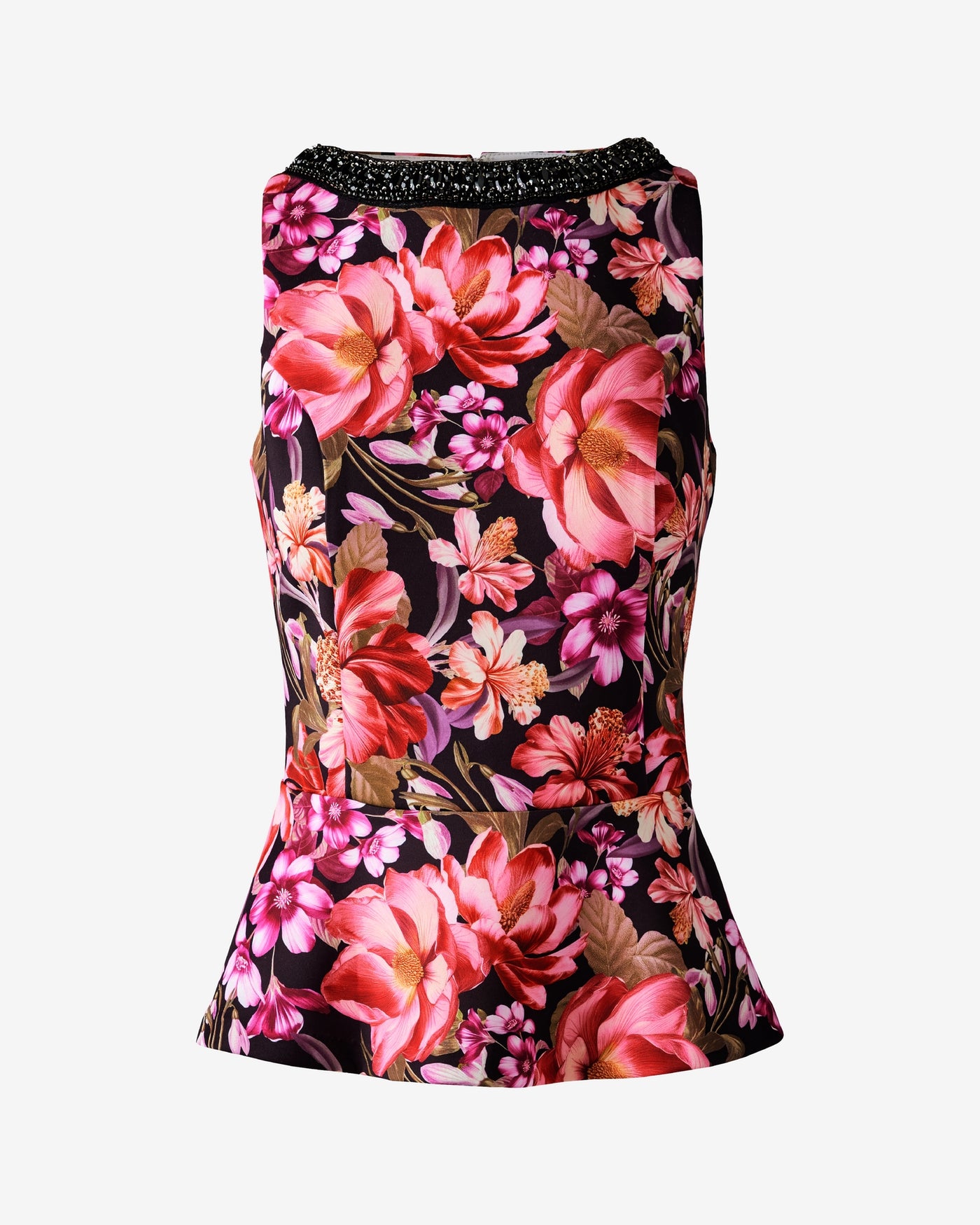Floral Crew Neck Peplum Top Baroque Bloom