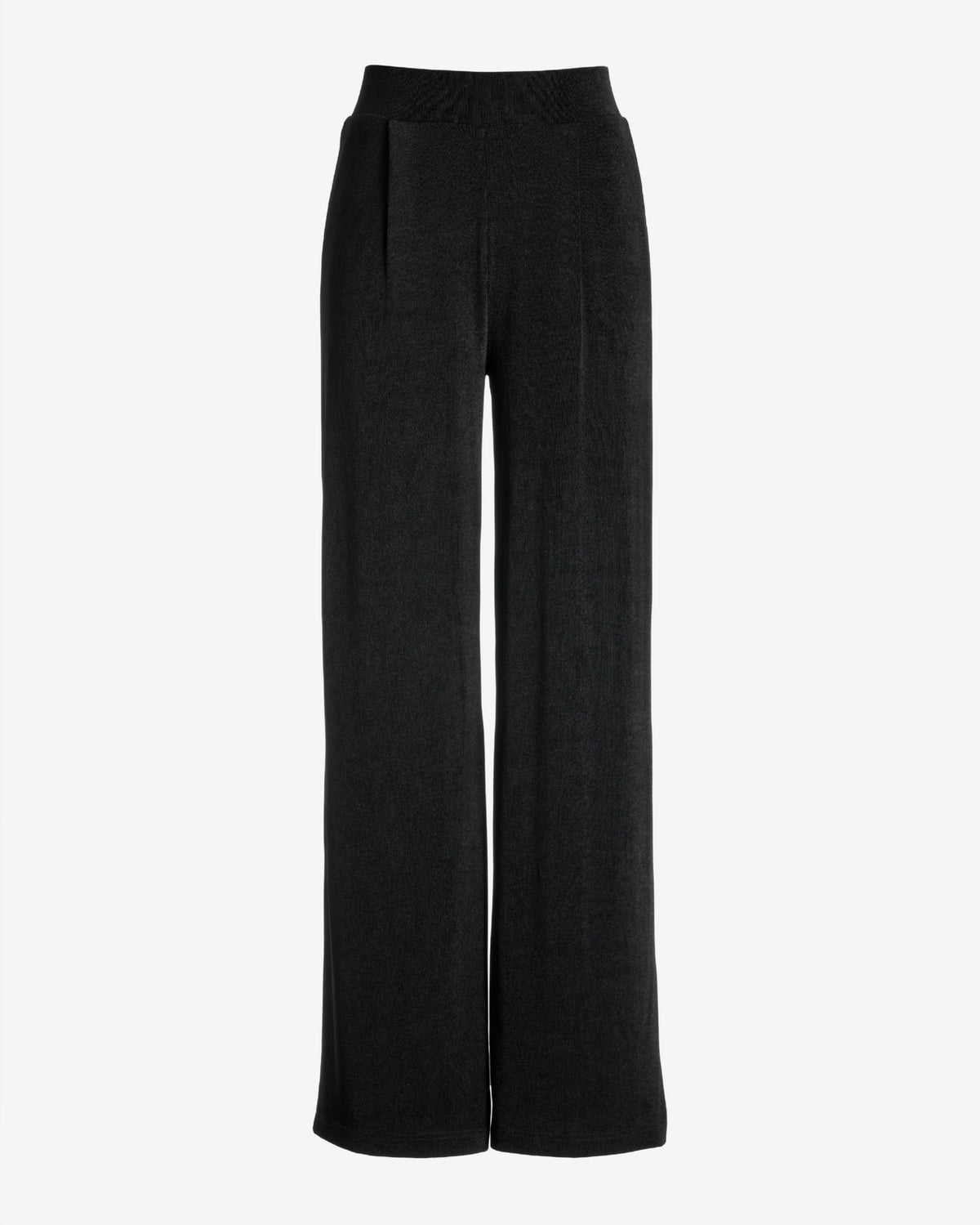 Malibu Slinky Knit Pleated Wide Leg Pant Black