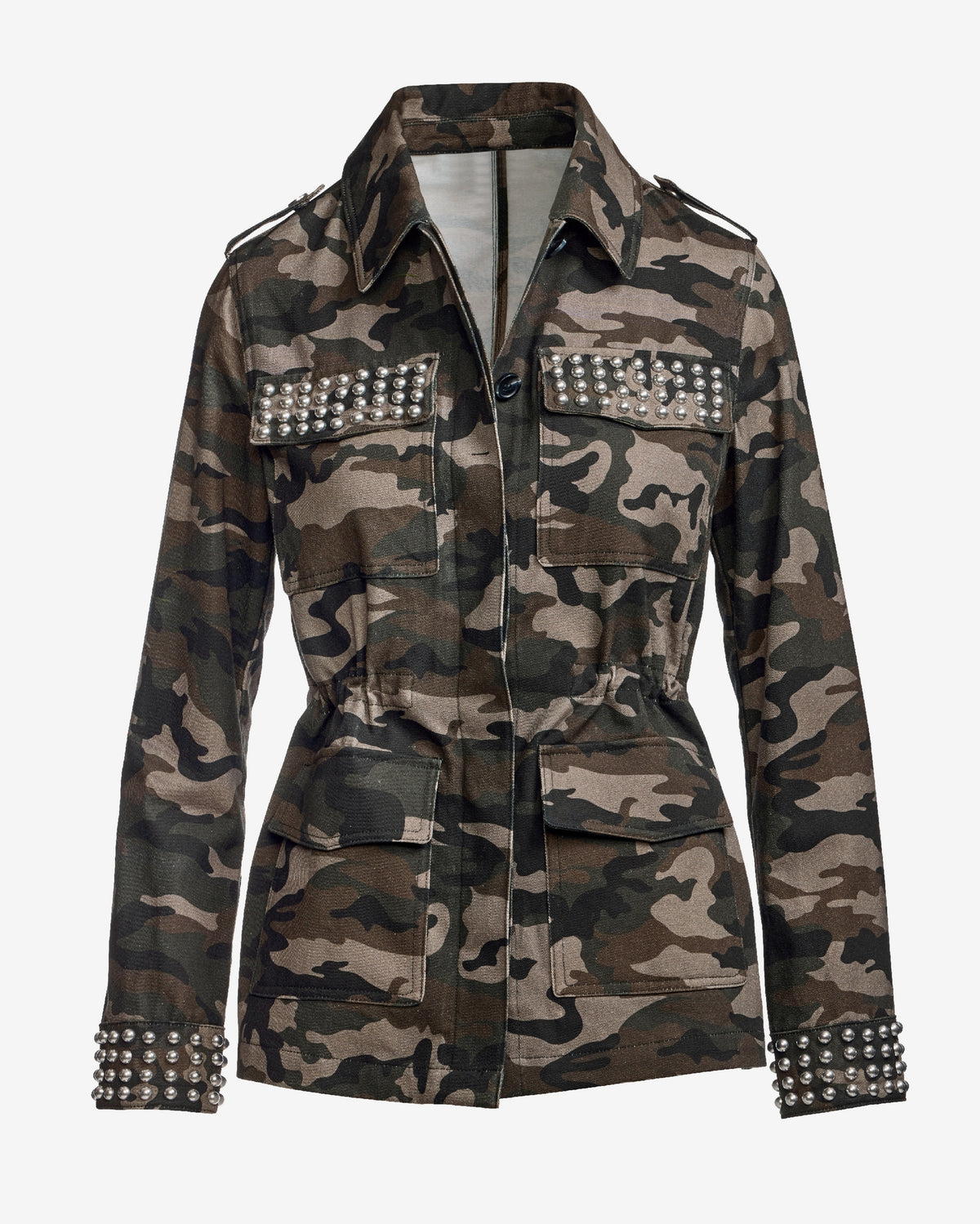 Studded Shaped Utility Jacket Green Multi