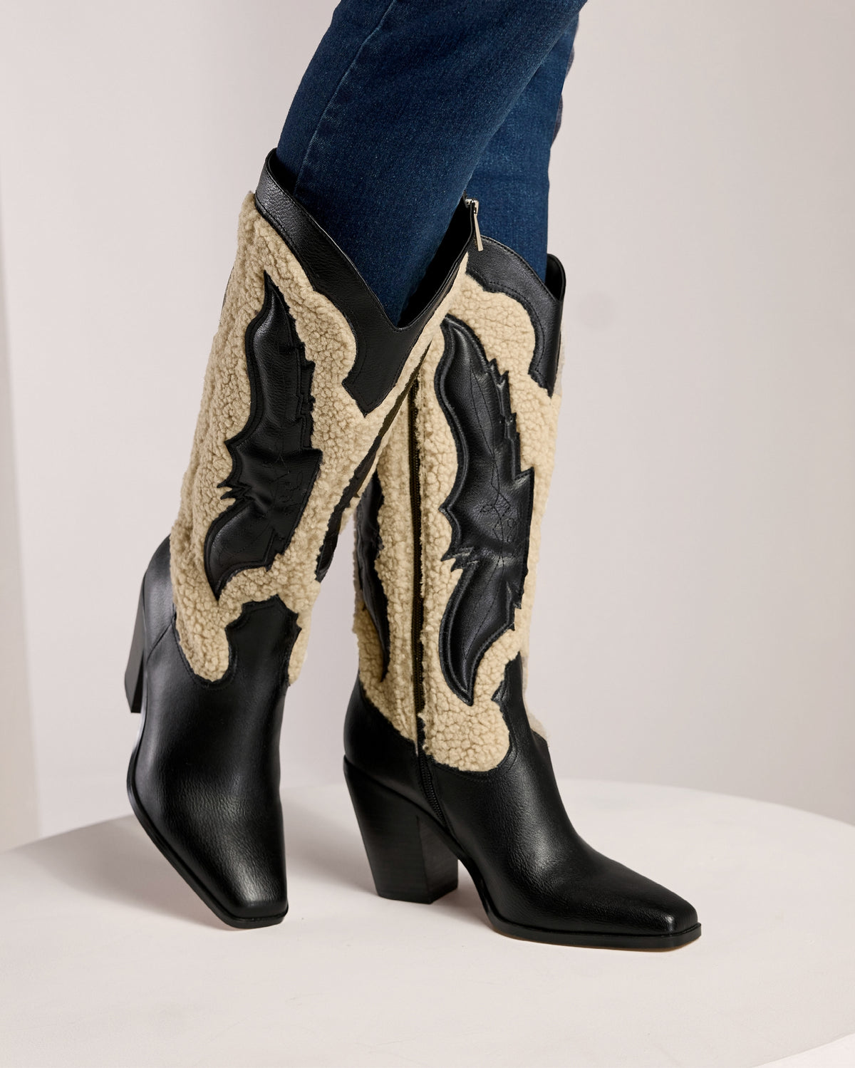 Jessica Simpson Shearling Cowboy Boot Black