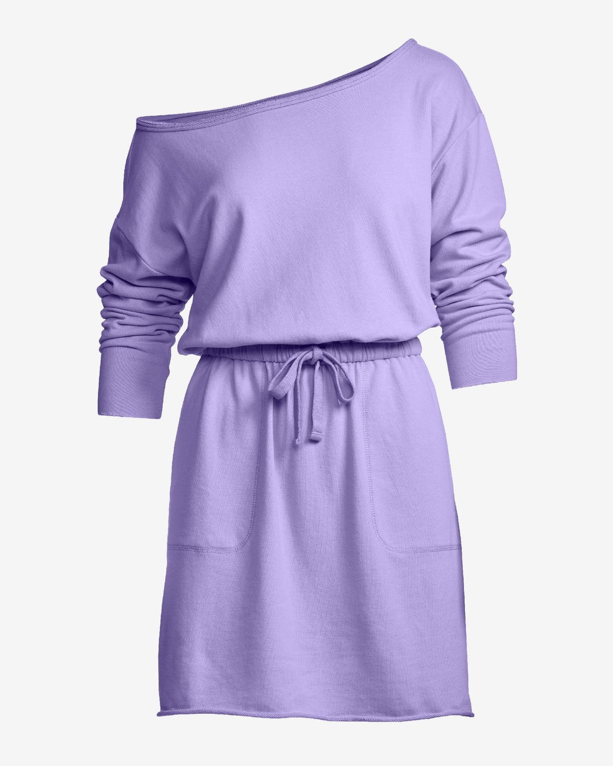Cotton Comfort Slouchy Drawstring Sport Dress Lavender