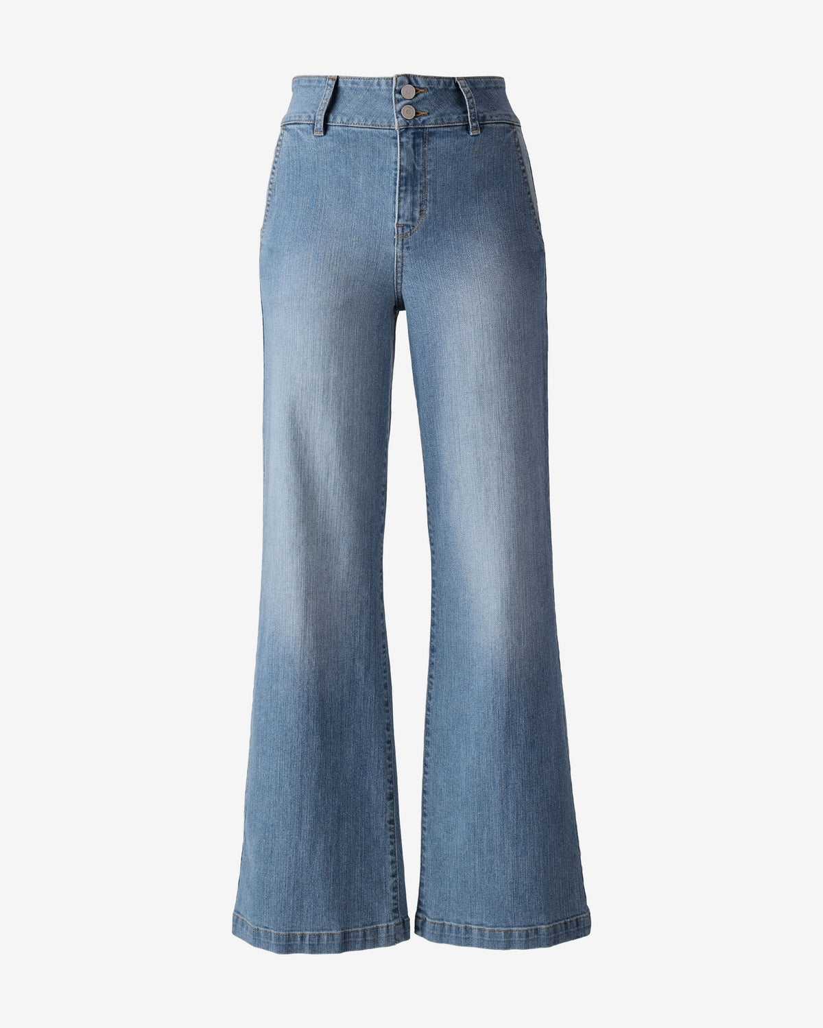 Wide Waistband Wide Leg Jean Medium Wash