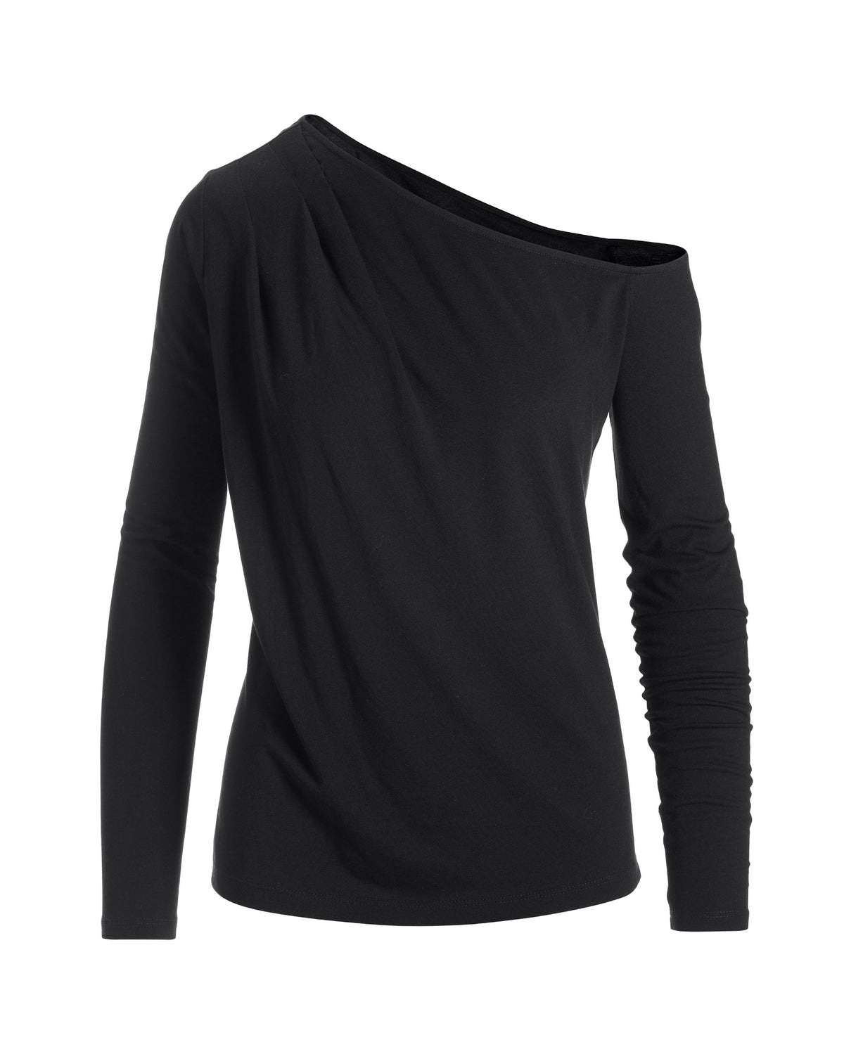 Slouchy Long-Sleeve Knit Tee Black
