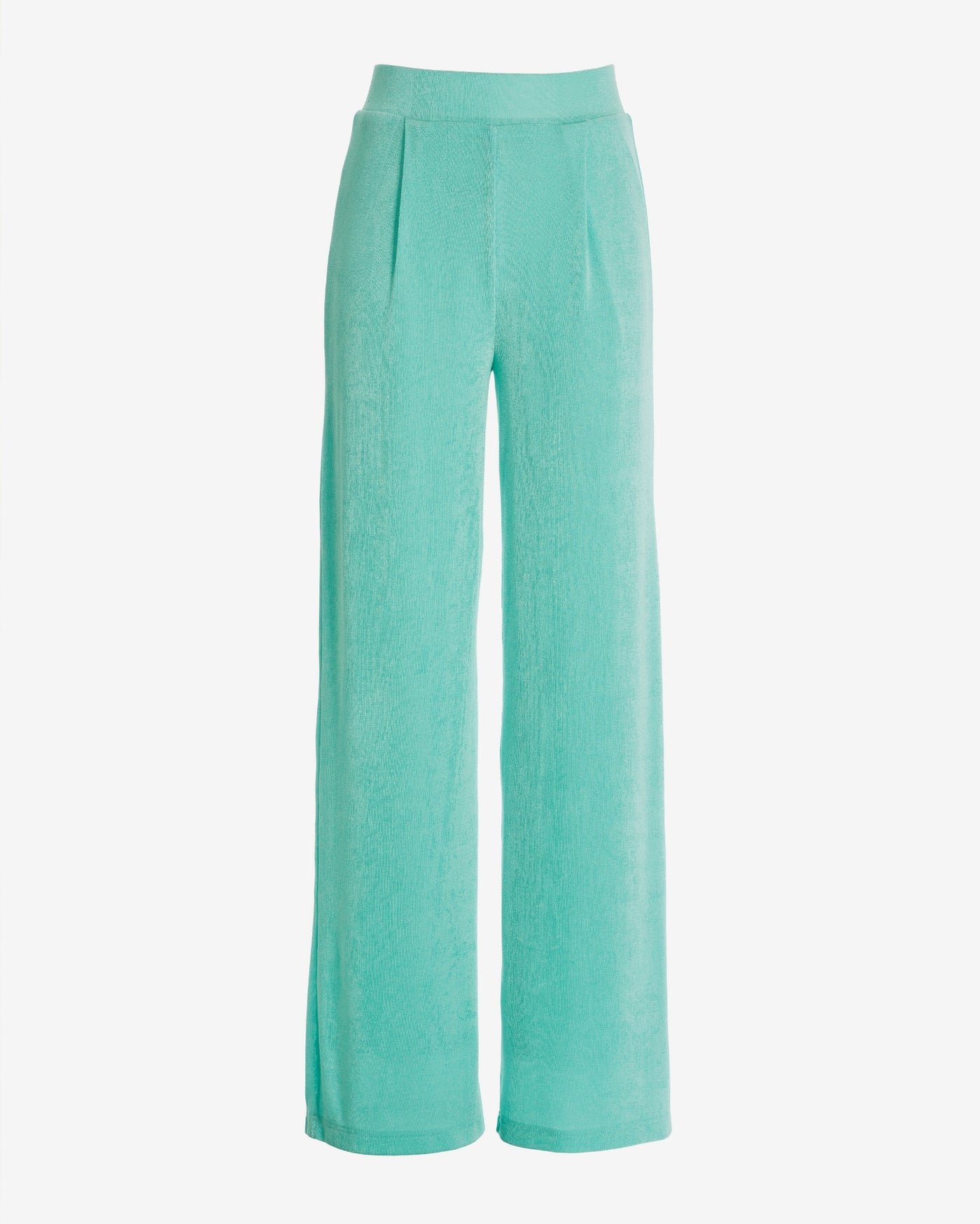 Malibu Slinky Knit Pleated Wide Leg Pant Turquoise