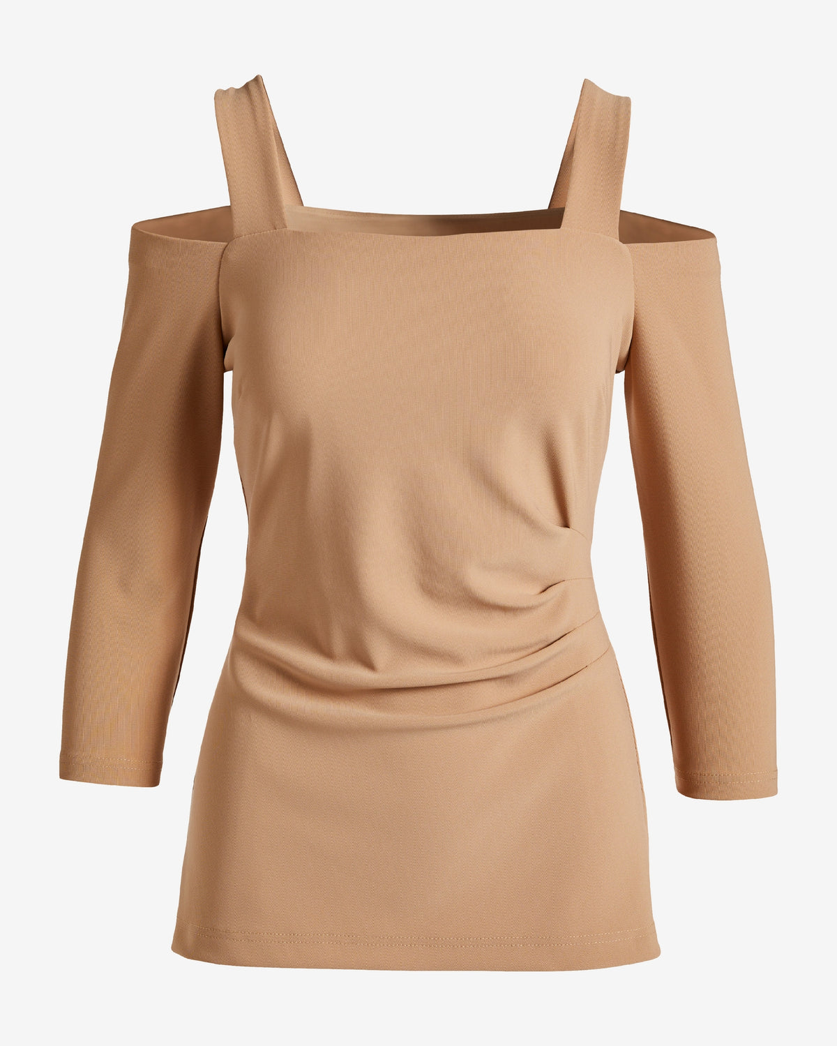 Beyond Travel Cold Shoulder Three Quarter Sleeve Top Natural