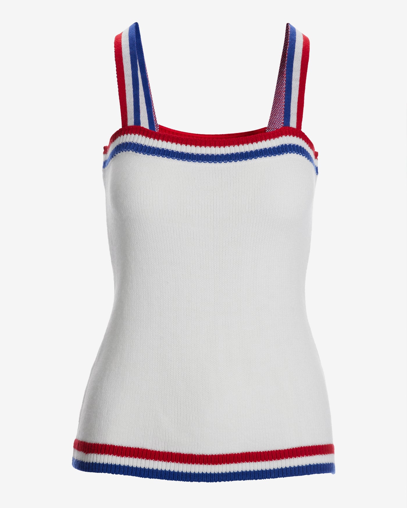 Colorblock Square Neck Tank White Multi