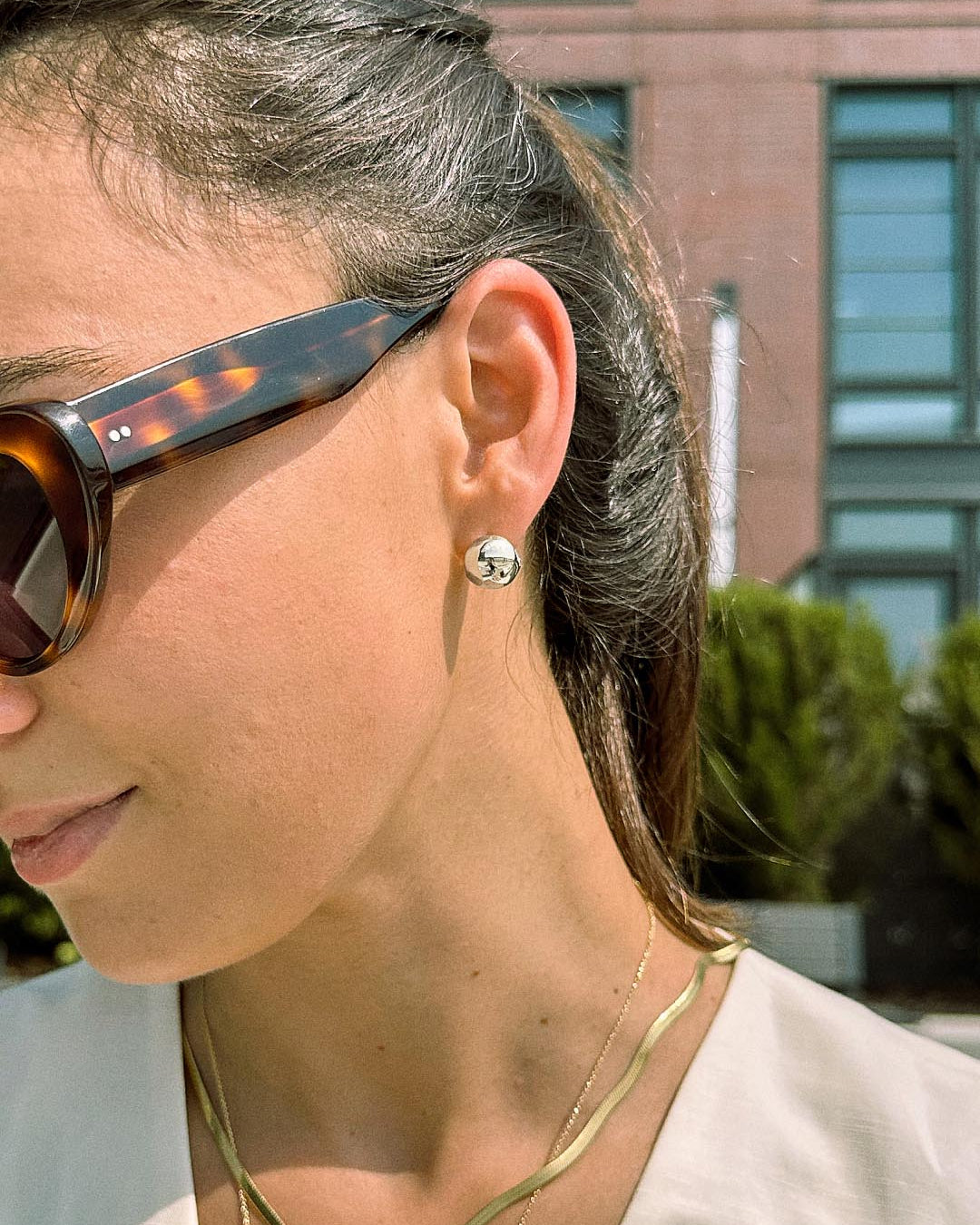 Silver Sphere Hoop Earrings - Mini Abby Silver