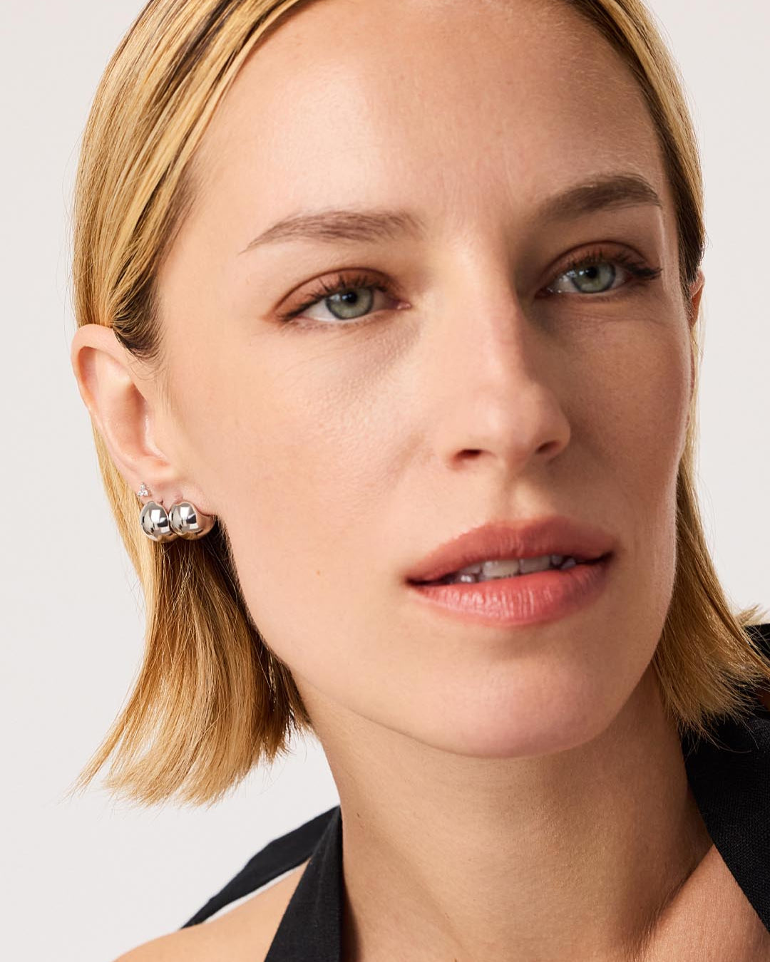 Silver Sphere Hoop Earrings - Mini Abby Silver