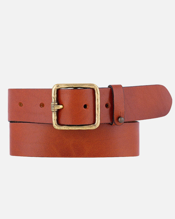 Kaya | Vintage Gold Square Buckle Leather Belt