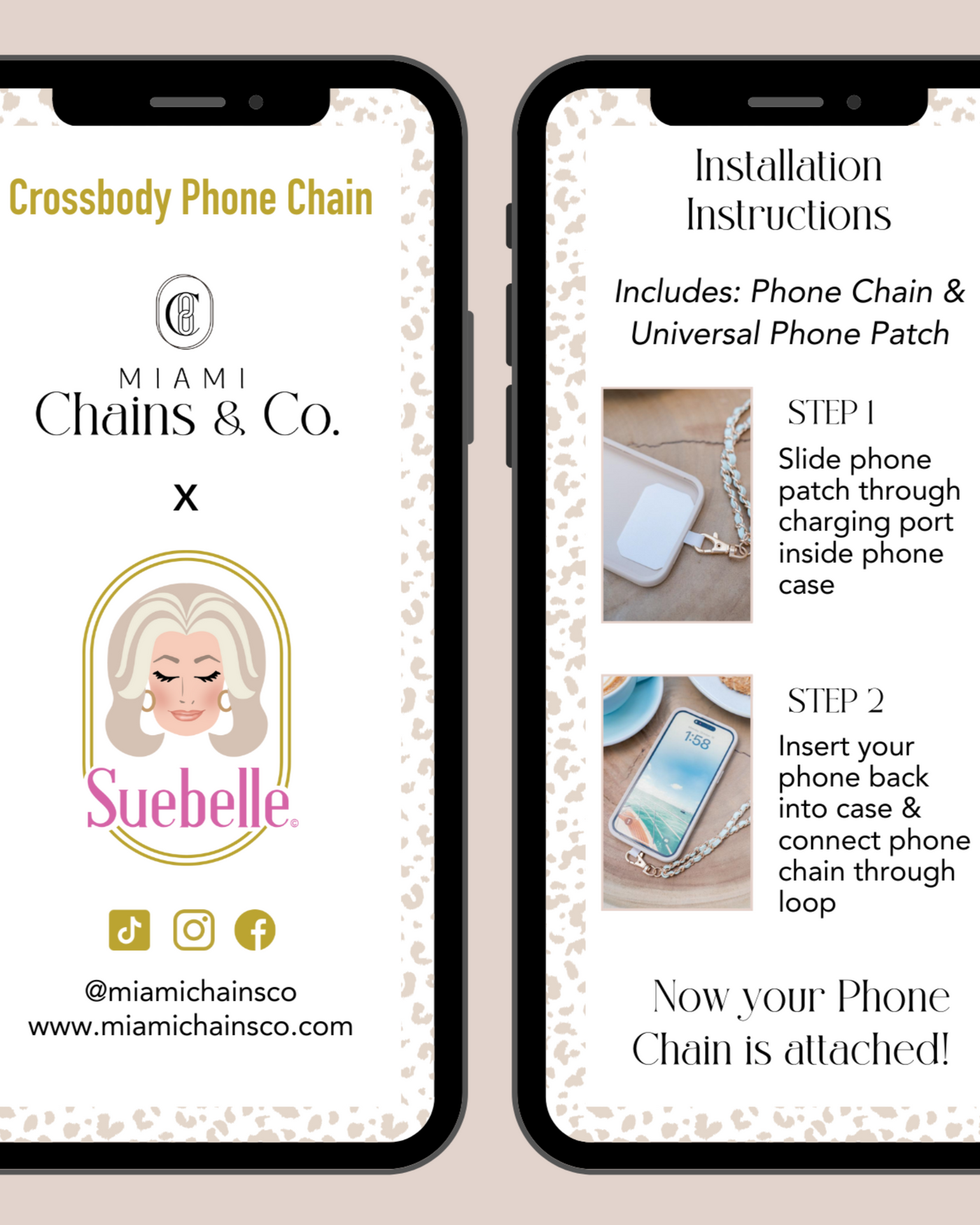 Denim Cheetah Crossbody Phone Chain
